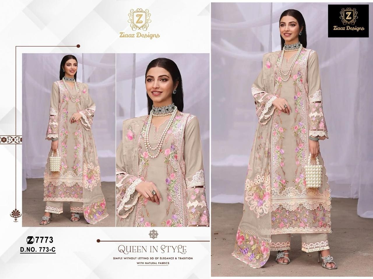 ZIAAZ DESIGN 773 PAKISTANI DESIGNER EMBROIDERY WORK SALWAR SUIT