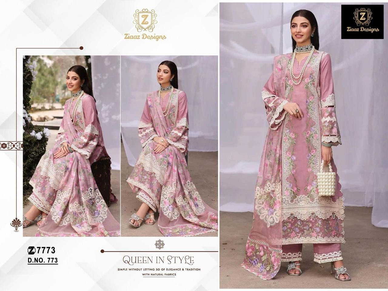 ZIAAZ DESIGN 773 PAKISTANI DESIGNER EMBROIDERY WORK SALWAR SUIT