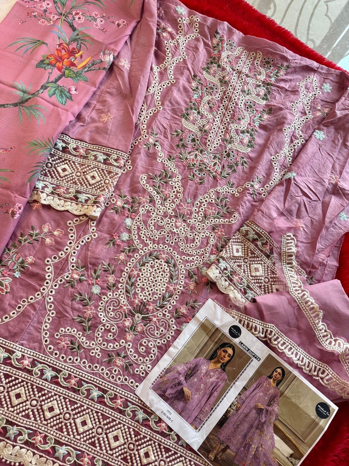 MEHBBOB TEX MARIA B 1608 PAKISTANI FESTIVAL LAWN COTTON SALWAR SUIT