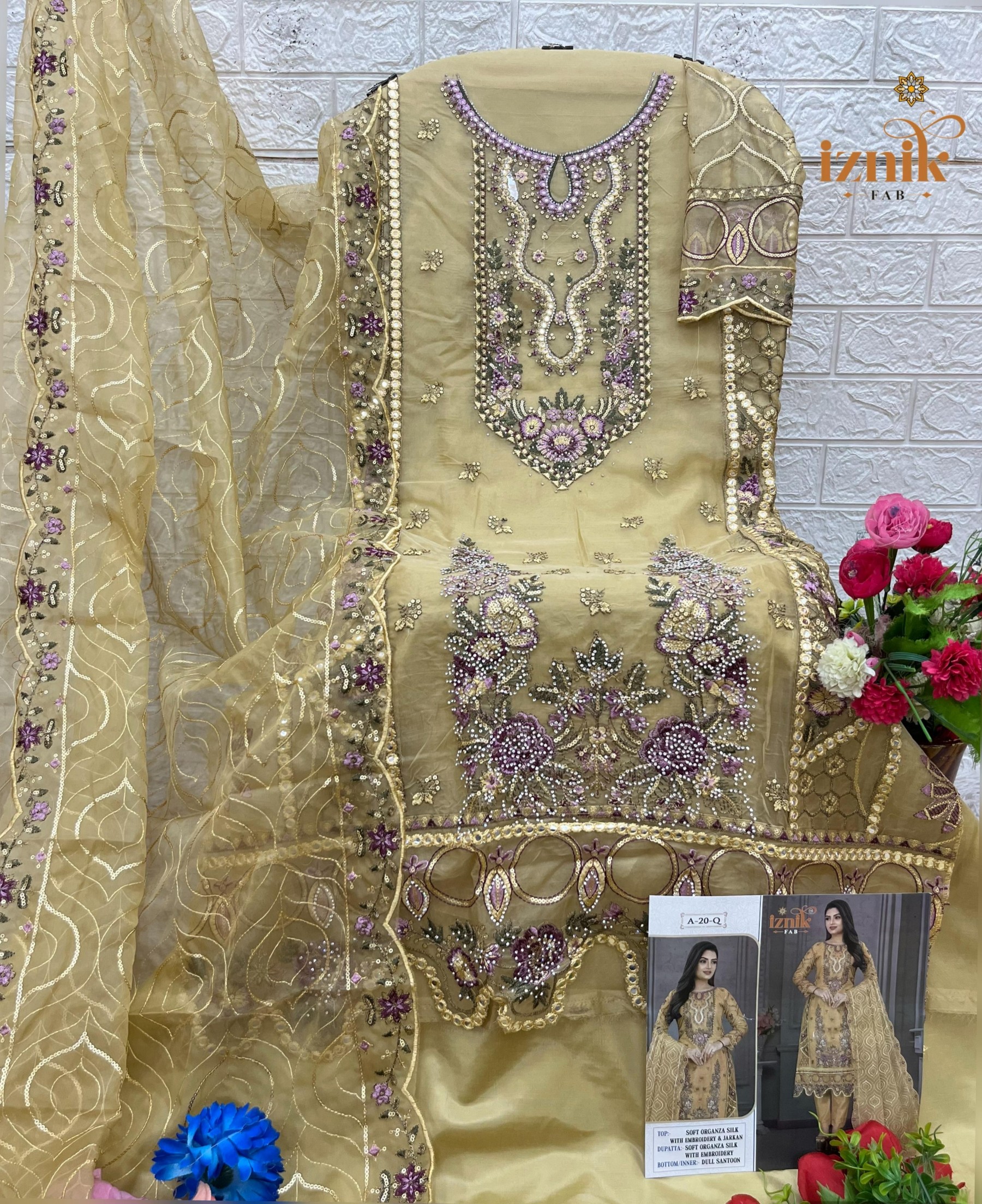 IZNIK FAB 20 PAKISTANI FESTIVAL EMBROIDERY WORK SALWAR SUIT