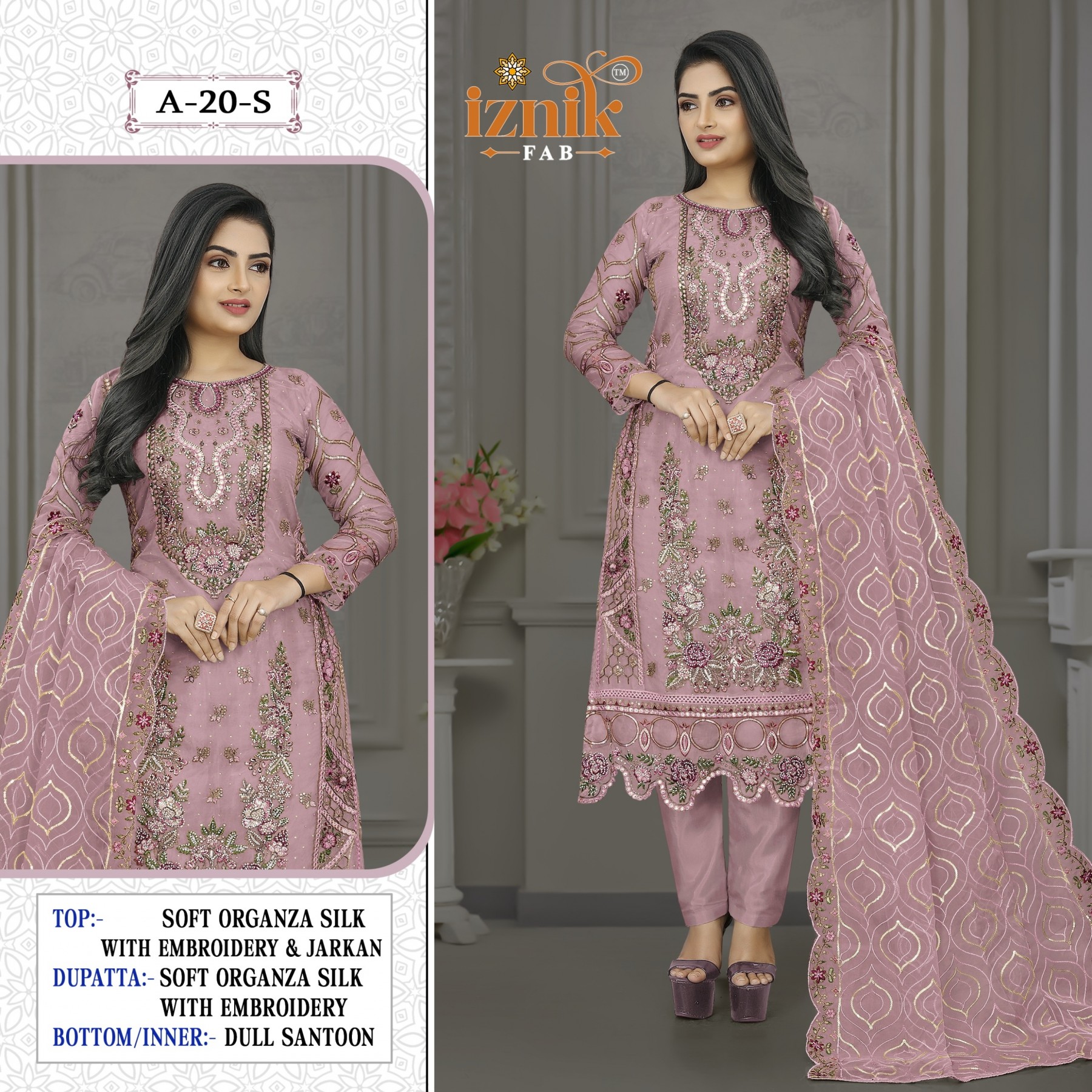 IZNIK FAB 20 PAKISTANI FESTIVAL EMBROIDERY WORK SALWAR SUIT