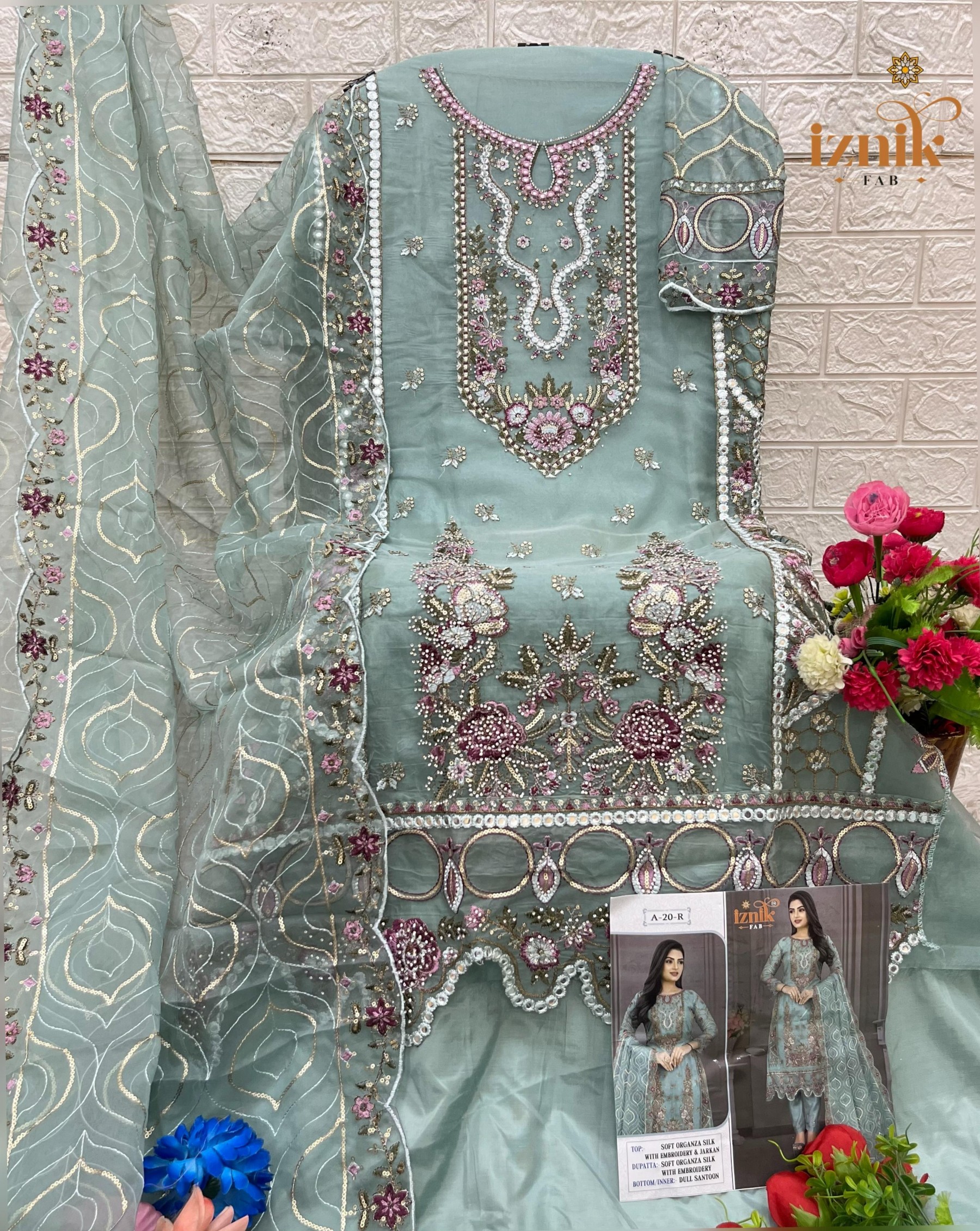 IZNIK FAB 20 PAKISTANI FESTIVAL EMBROIDERY WORK SALWAR SUIT
