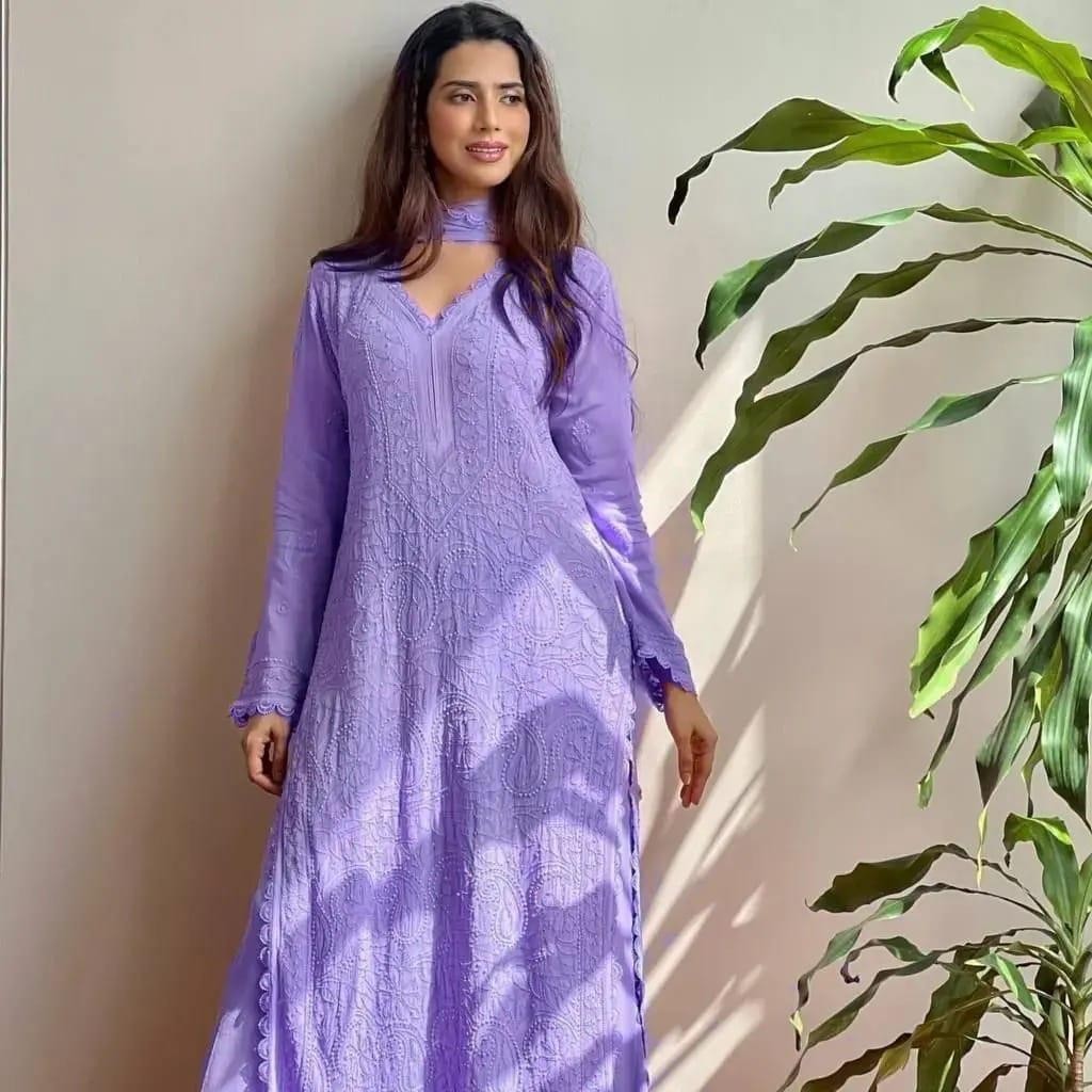 BE 1121 PAKISTANI CHIKANKARI WORK READYMADE 3 PCS SALWAR SUIT