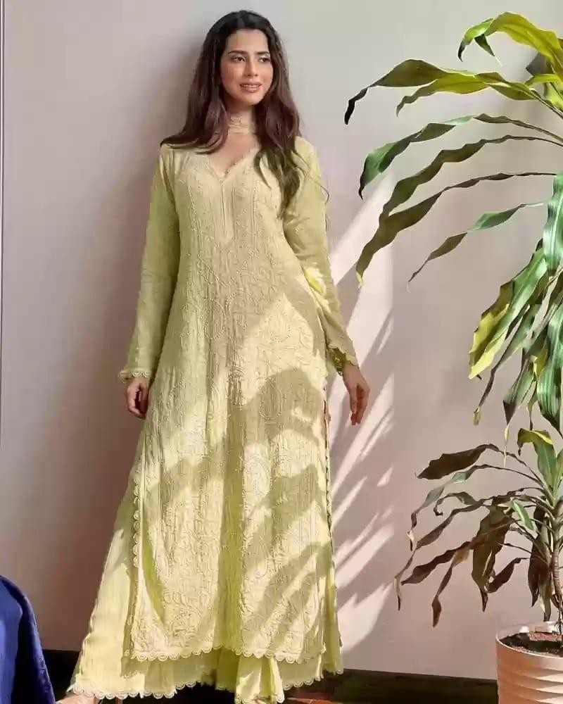 BE 1121 PAKISTANI CHIKANKARI WORK READYMADE 3 PCS SALWAR SUIT