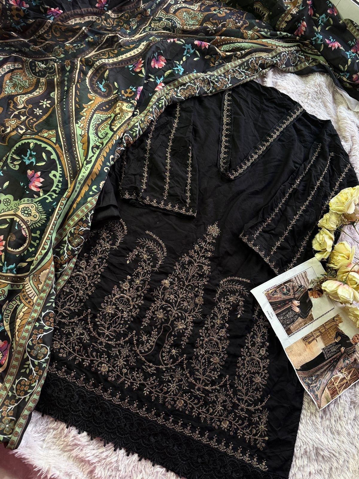 MEHBOOB TEX 1625 PAKISTANI BLACK EMBROIDERY SALWAR SUIT 