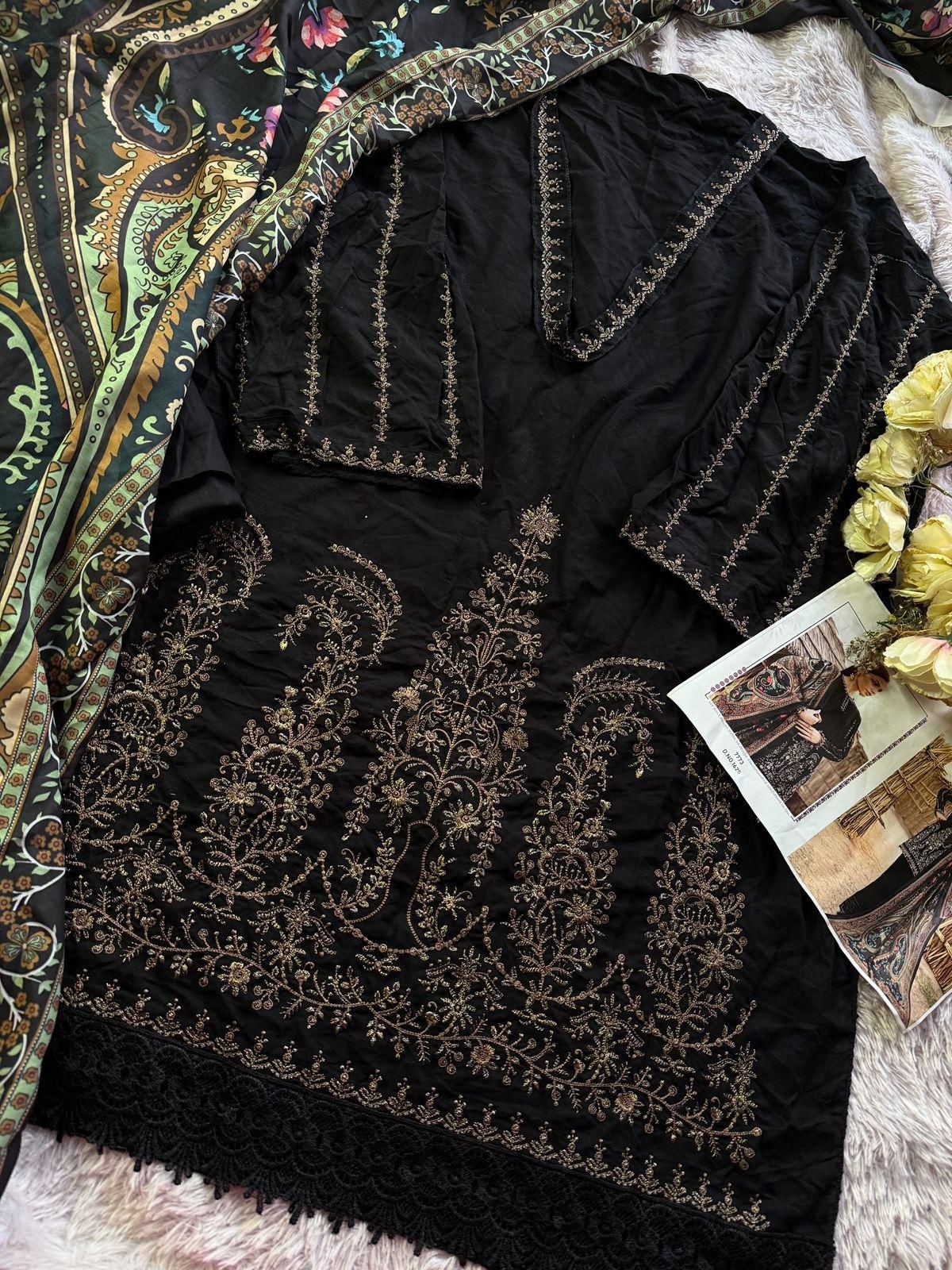 MEHBOOB TEX 1625 PAKISTANI BLACK EMBROIDERY SALWAR SUIT 