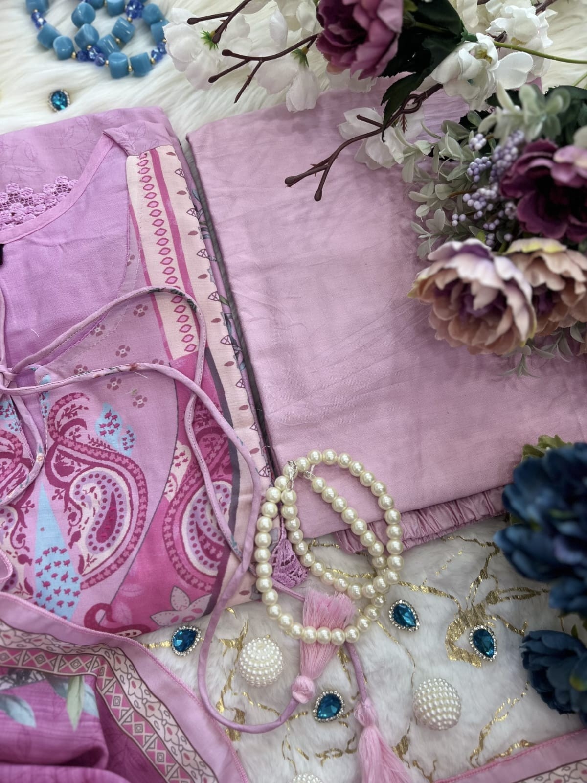 BEAUTIFUL MASLIN COTTON PRINT KURATI AND DUPATTA SET WITH PARTY STYLE KURATI SET