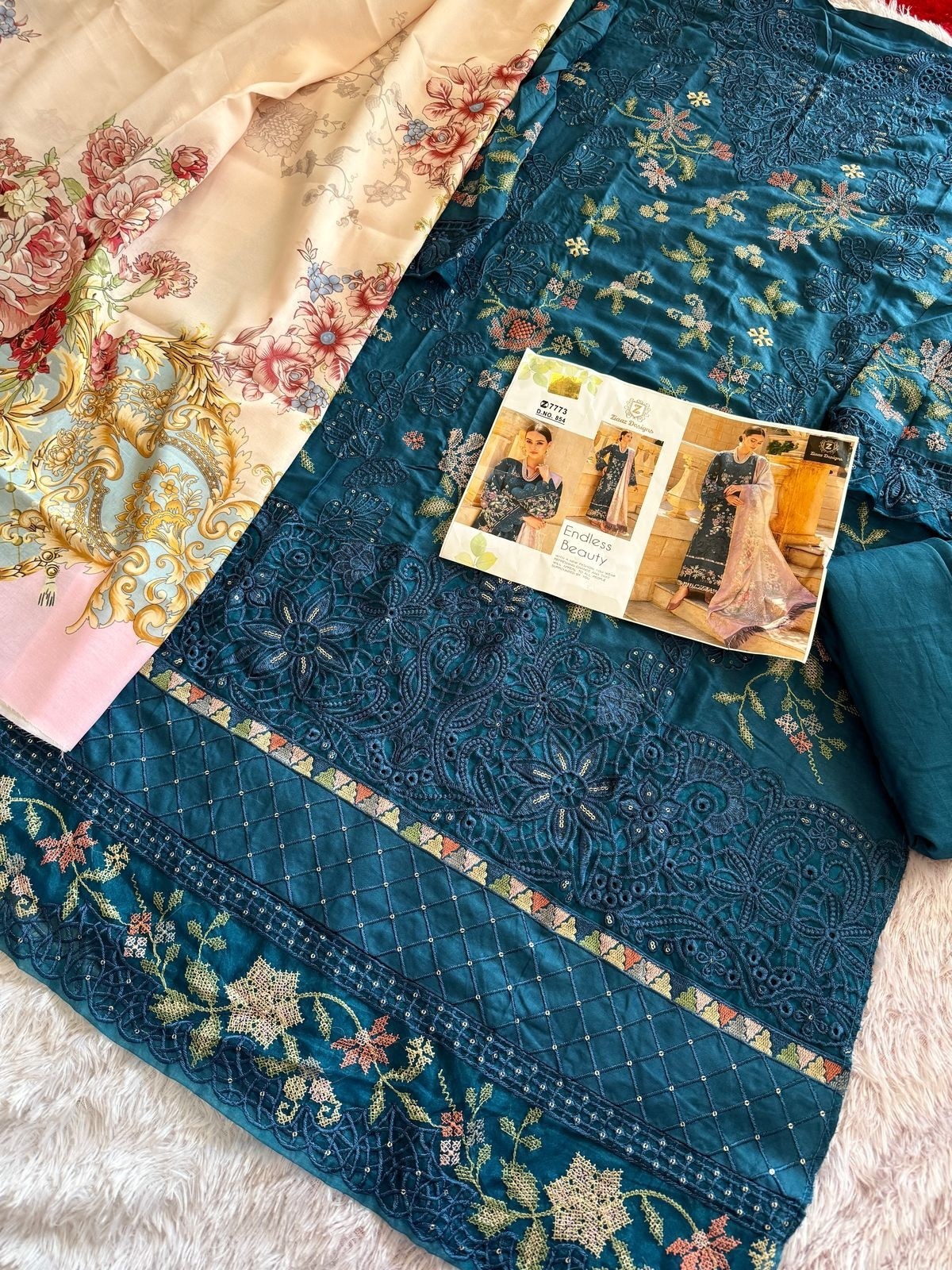 ZIAAZ DESIGNS 854 PAKISTANI RAYON COTTON SALWAR SUIT 