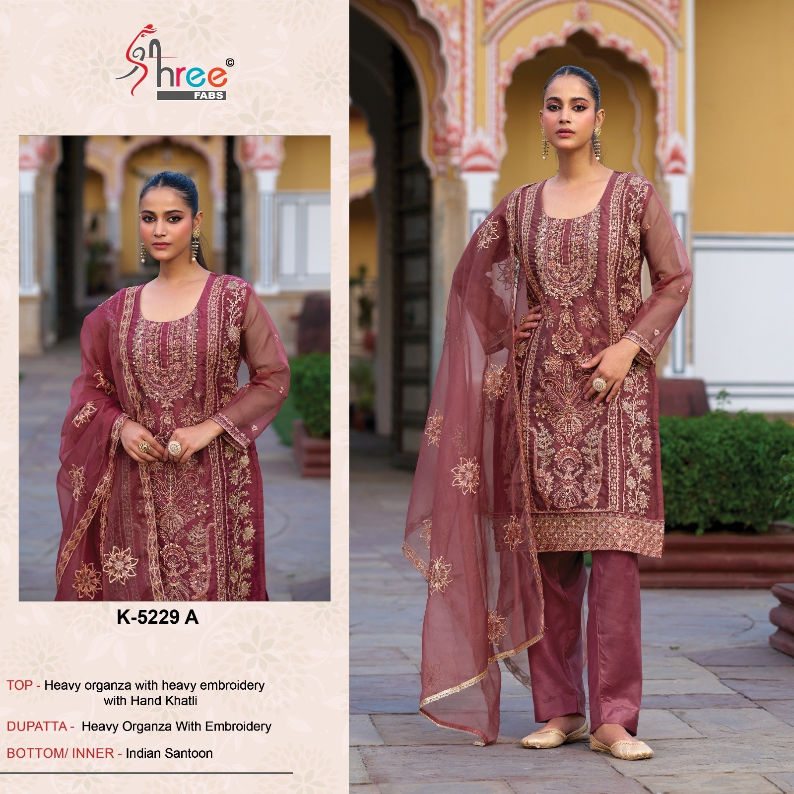 SHREE FABS 5229 PAKISTANI ORGANZA EMBROIDERY WORK SUIT