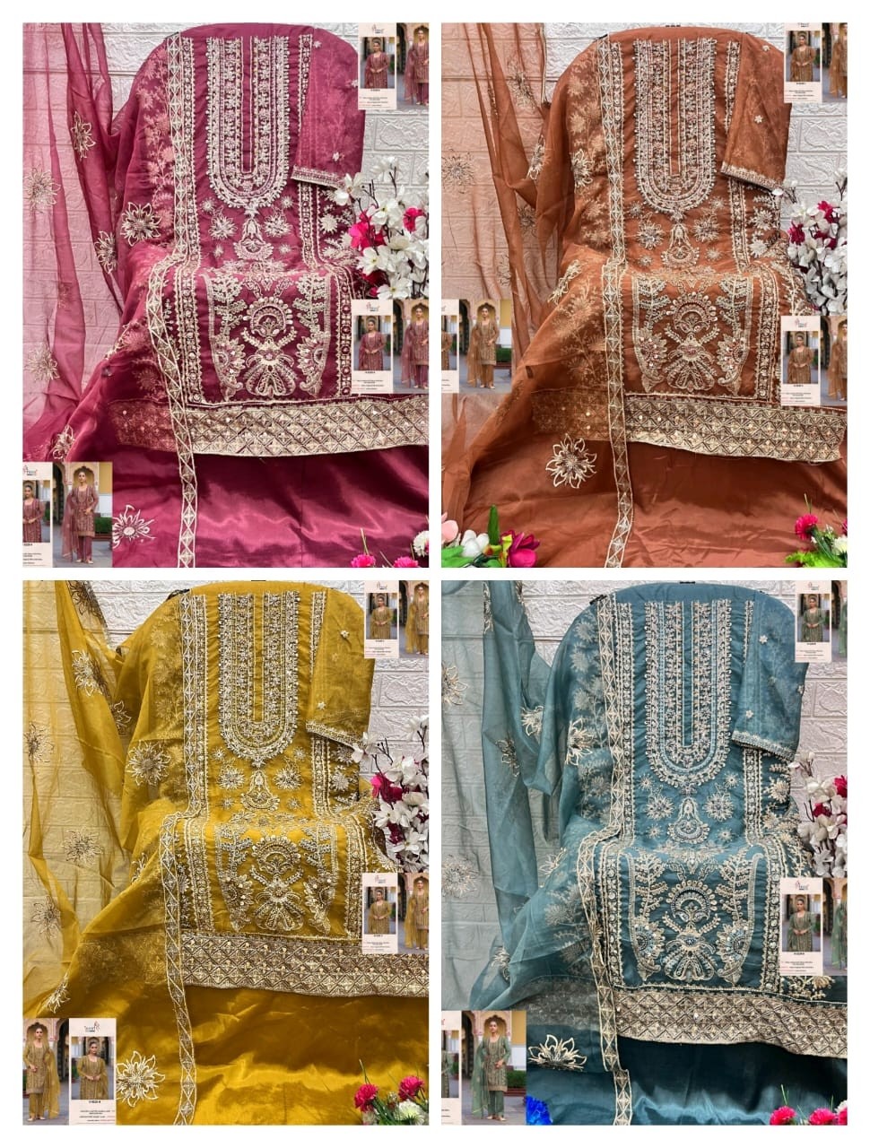 SHREE FABS 5229 PAKISTANI ORGANZA EMBROIDERY WORK SUIT