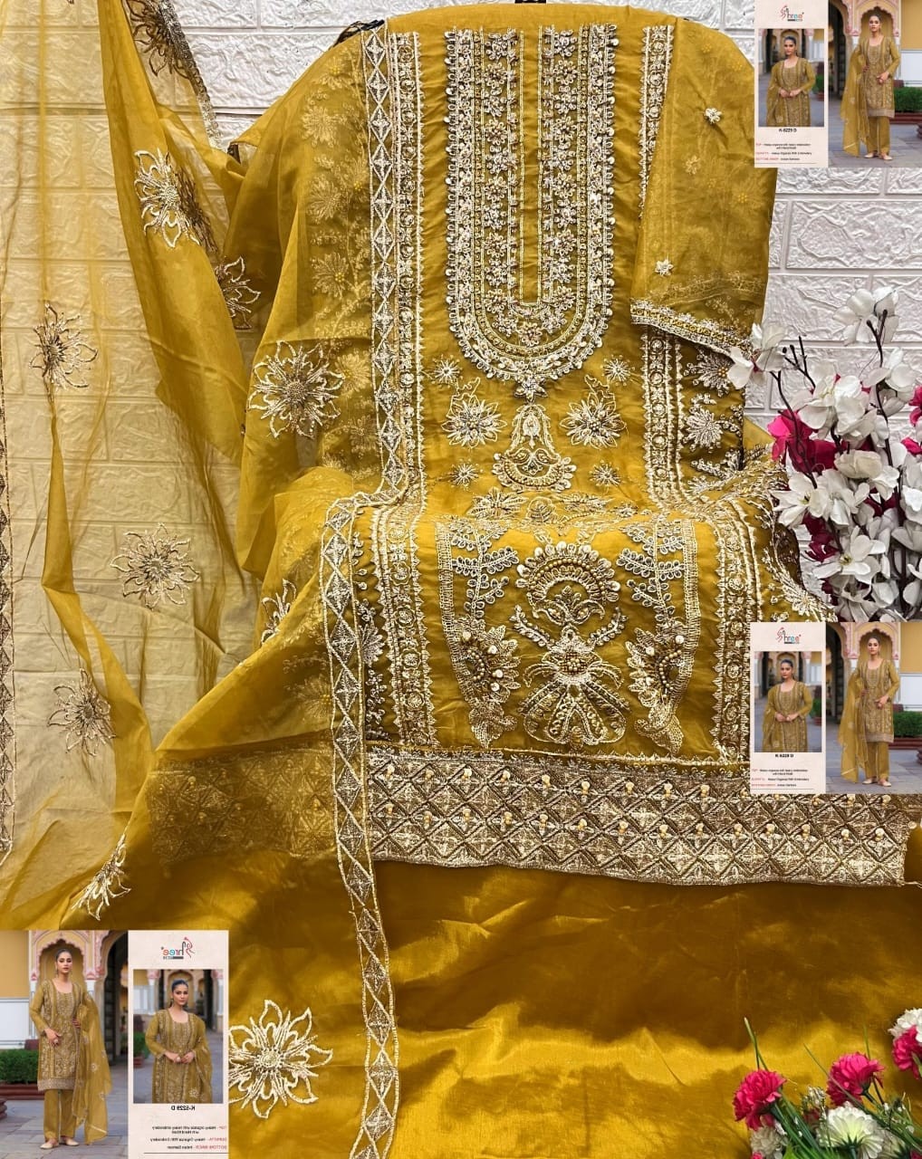 SHREE FABS 5229 PAKISTANI ORGANZA EMBROIDERY WORK SUIT