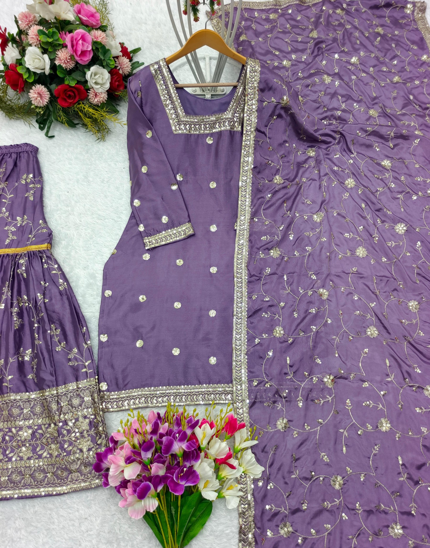 LETEST PANJABI SHARARA SALWAR SUITS WITH EMBROIDERY SEQUENCE SALWAR SUIT