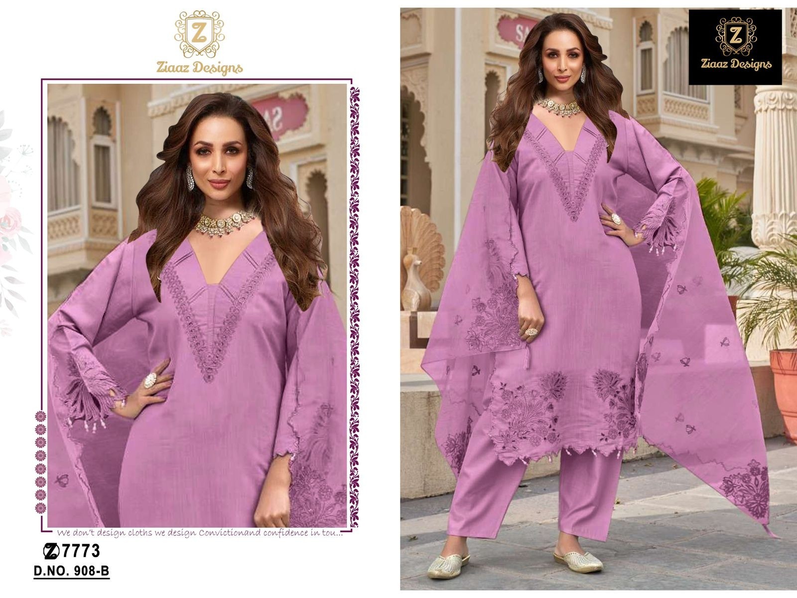 ZIAAZ DESIGN 908 PAKISTANI COTTON WITH EMBROIDERY WORK SEMI STICHAD SALWAR SUIT