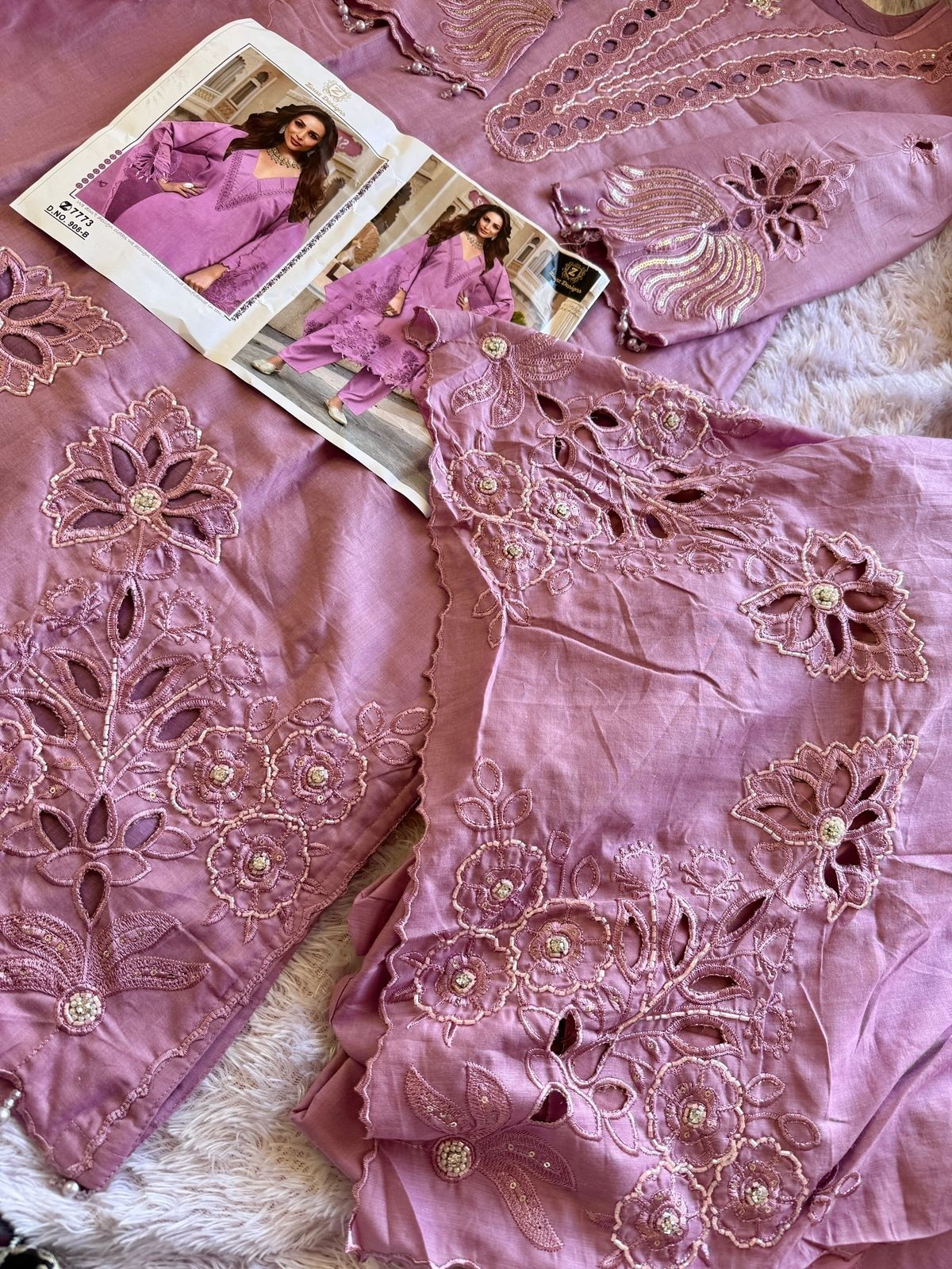 ZIAAZ DESIGN 908 PAKISTANI COTTON WITH EMBROIDERY WORK SEMI STICHAD SALWAR SUIT