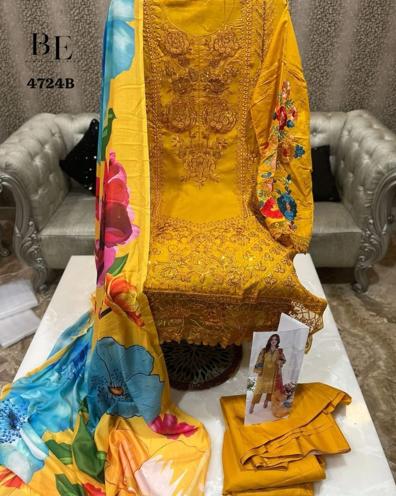 SANIYA TRANDZ KARMA VOL 1 PAKISTANI COTTON WITH CHIKANKARI EMBROIDERED WORK SEMI STRICHAD SALWAR MATIREAL