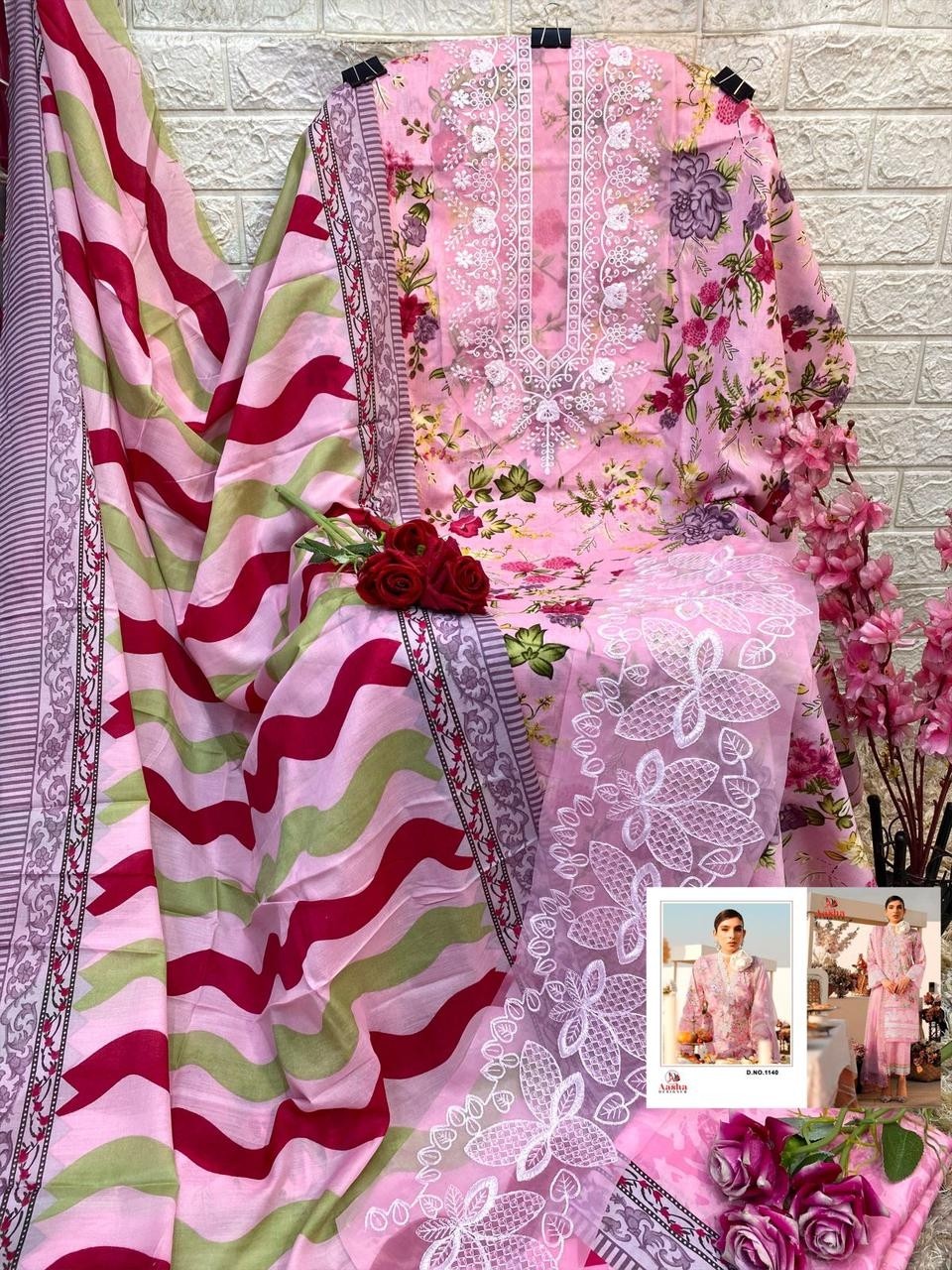AASHA DESIGNER 1140 PAKISTANI  BEAUTIFUL PINK COLOUR PRINTED SALWAR SUIT