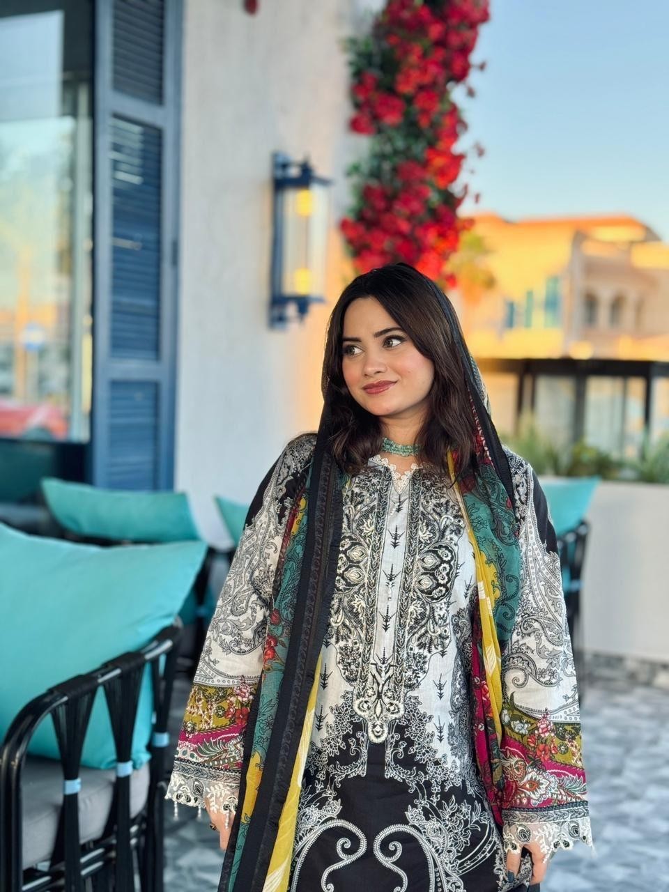 ALZOHAIB  AZ1163 PAKISTANI LAWN COTTON PRINTED DRESS MATIRAL 