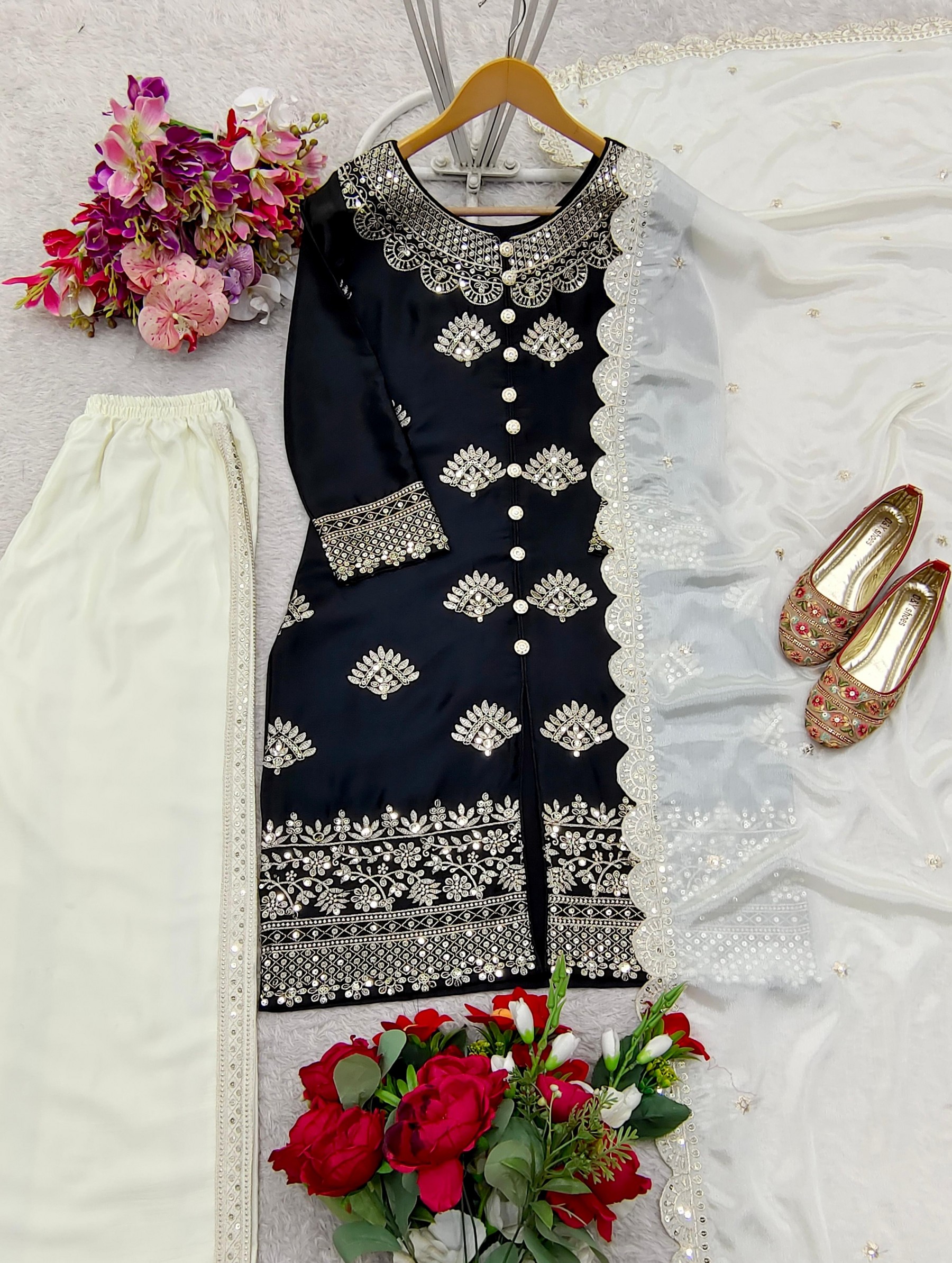 WW 1178 NEW LETEST COLLETION TOP WITH PLAZZO SUIT AND DUPATTA SET WITH EMBROIDERY FULLY STICHAD SUIT