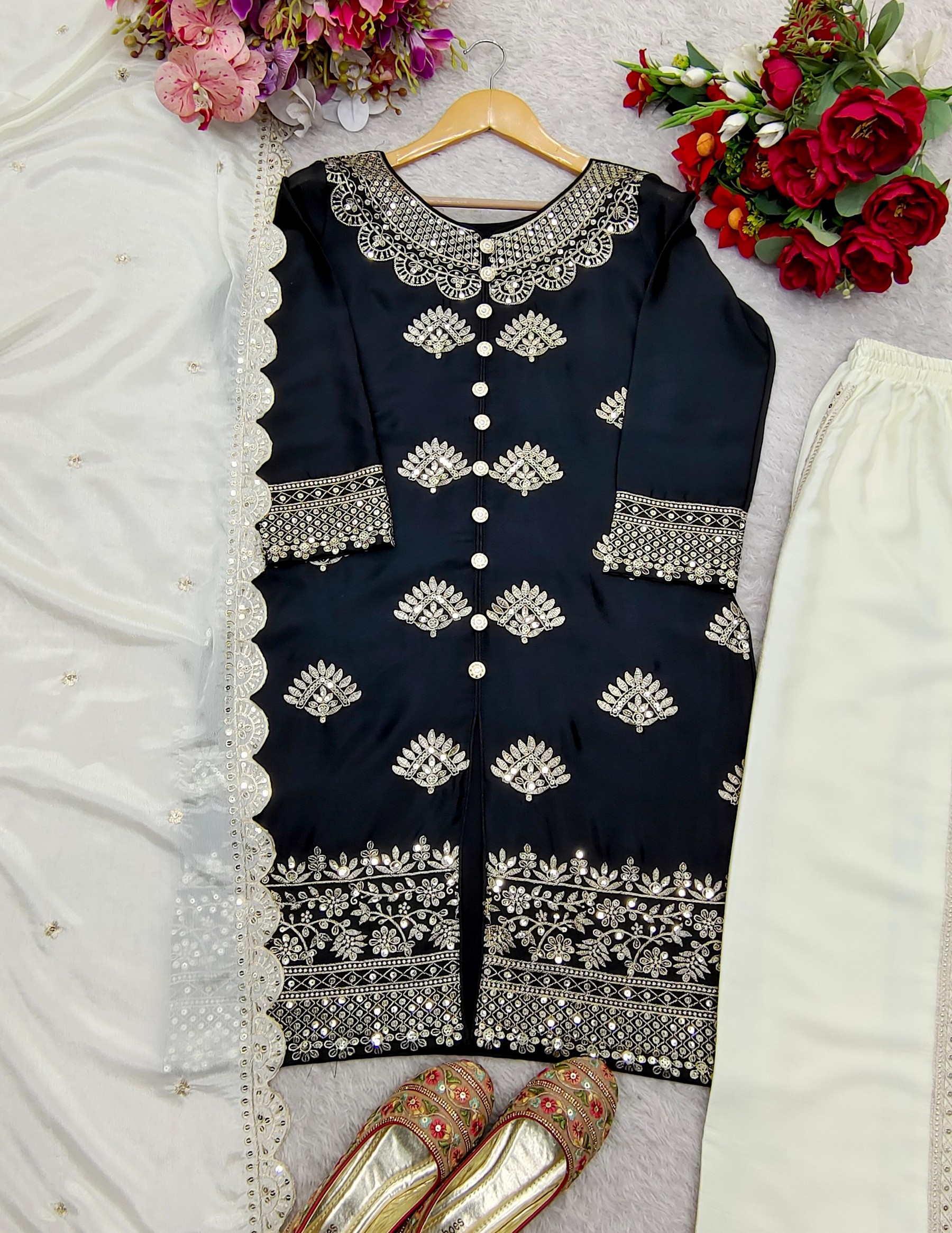 WW 1178 NEW LETEST COLLETION TOP WITH PLAZZO SUIT AND DUPATTA SET WITH EMBROIDERY FULLY STICHAD SUIT