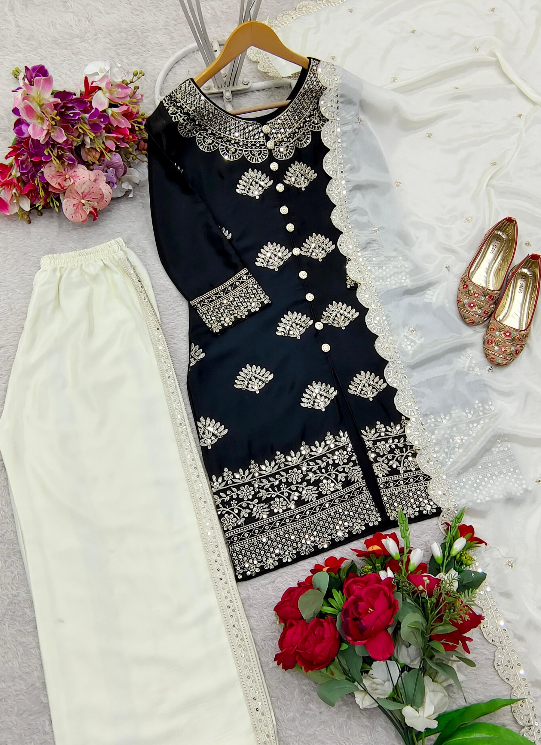 WW 1178 NEW LETEST COLLETION TOP WITH PLAZZO SUIT AND DUPATTA SET WITH EMBROIDERY FULLY STICHAD SUIT