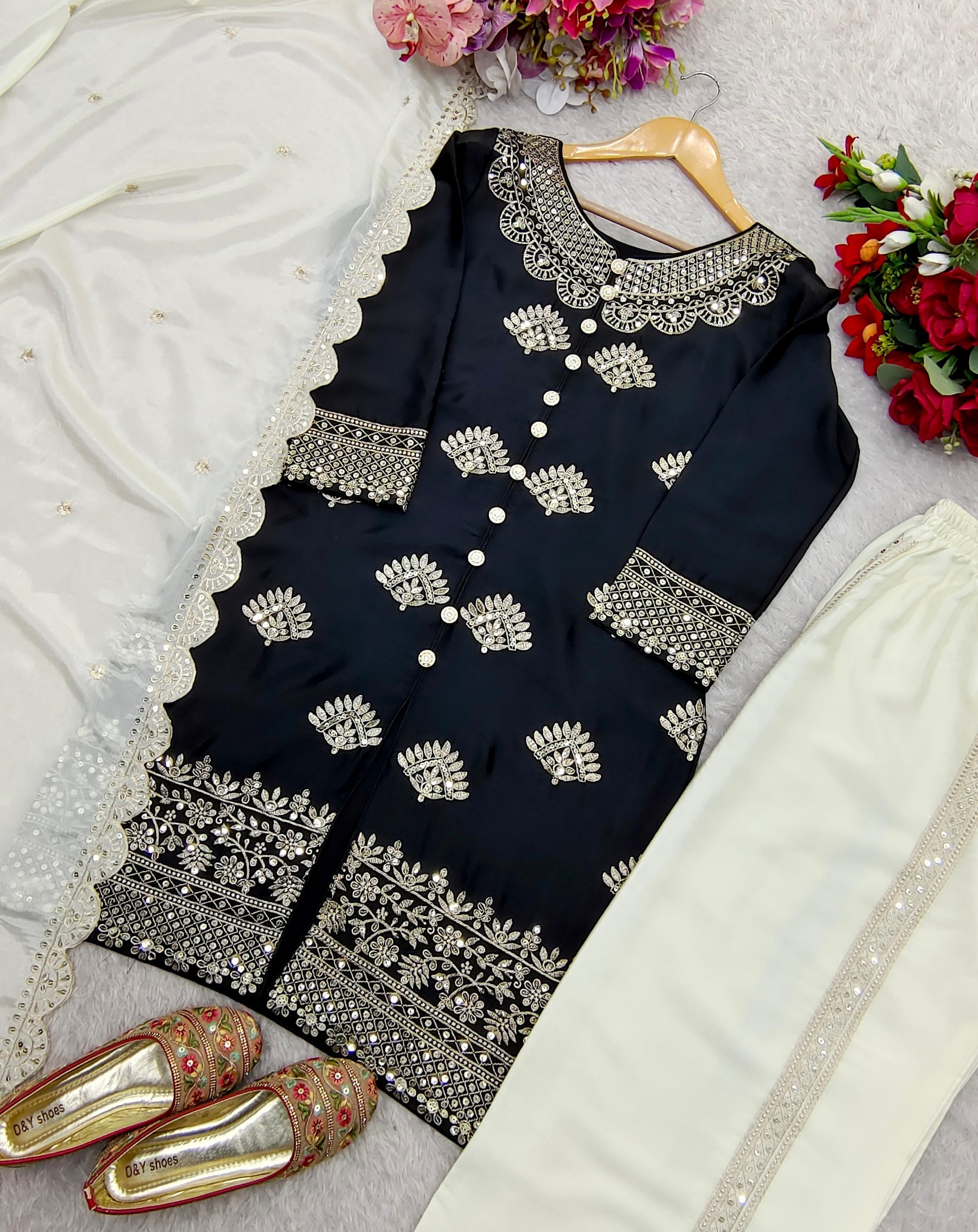 WW 1178 NEW LETEST COLLETION TOP WITH PLAZZO SUIT AND DUPATTA SET WITH EMBROIDERY FULLY STICHAD SUIT