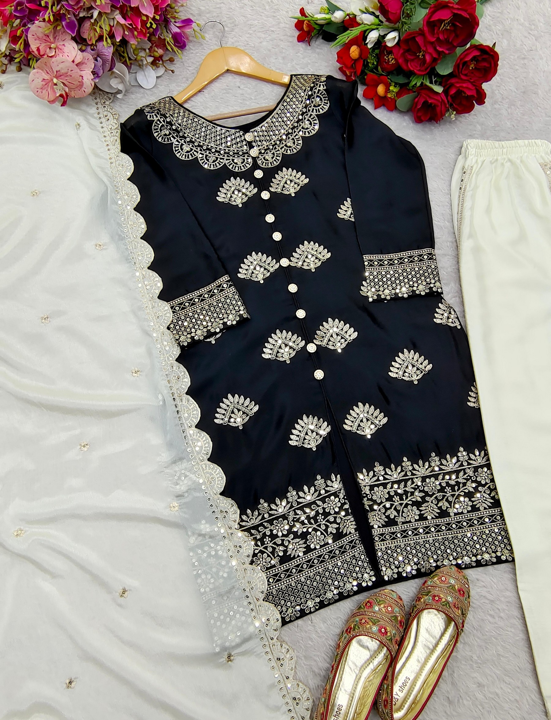 WW 1178 NEW LETEST COLLETION TOP WITH PLAZZO SUIT AND DUPATTA SET WITH EMBROIDERY FULLY STICHAD SUIT
