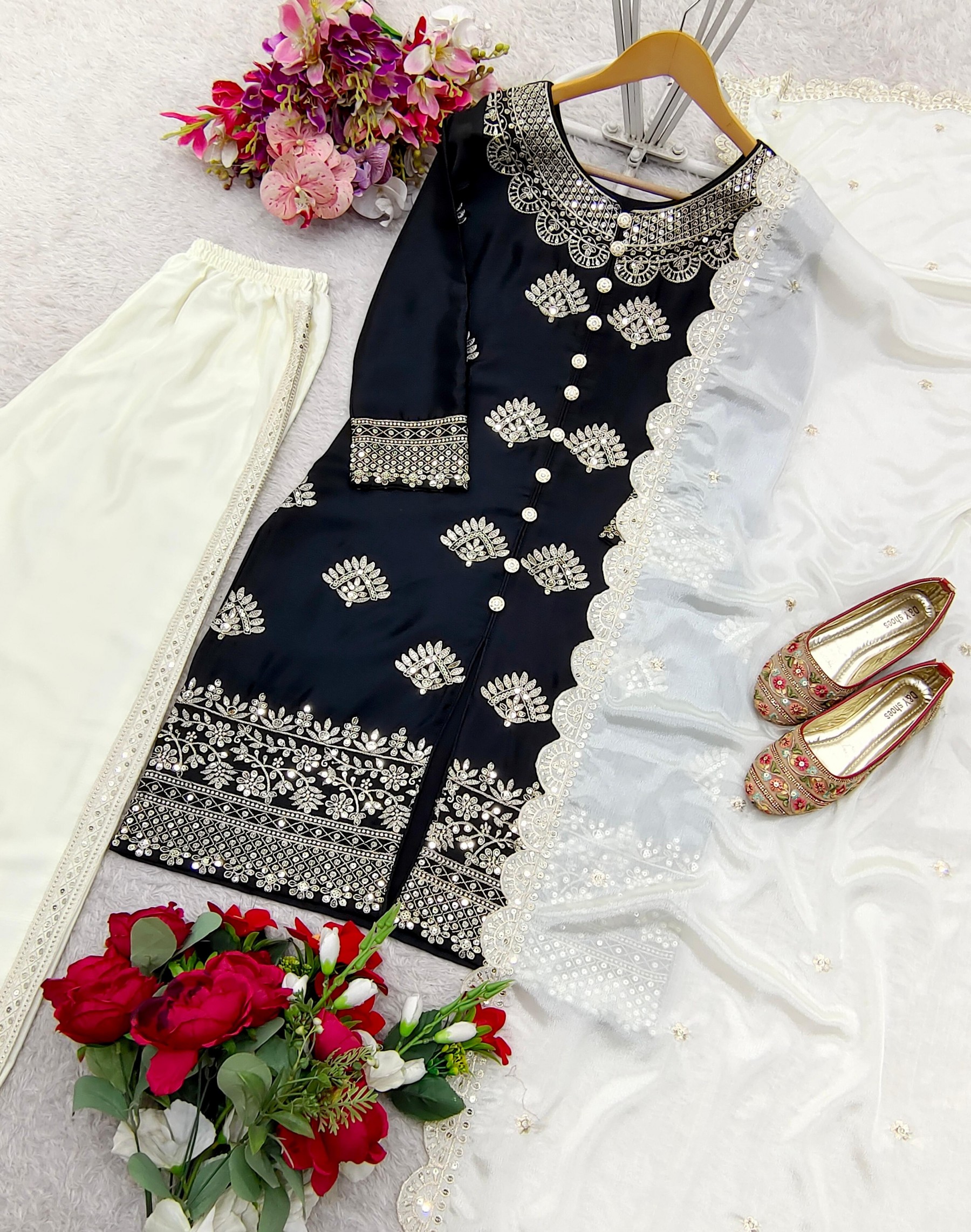 WW 1178 NEW LETEST COLLETION TOP WITH PLAZZO SUIT AND DUPATTA SET WITH EMBROIDERY FULLY STICHAD SUIT