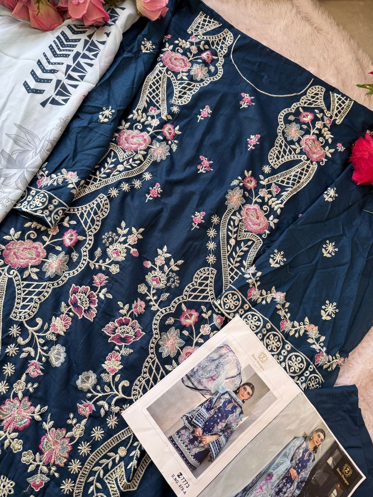 ZIAAZ DESIGNS 879 PAKISTANI COTTON EMBROIDERY SUITS