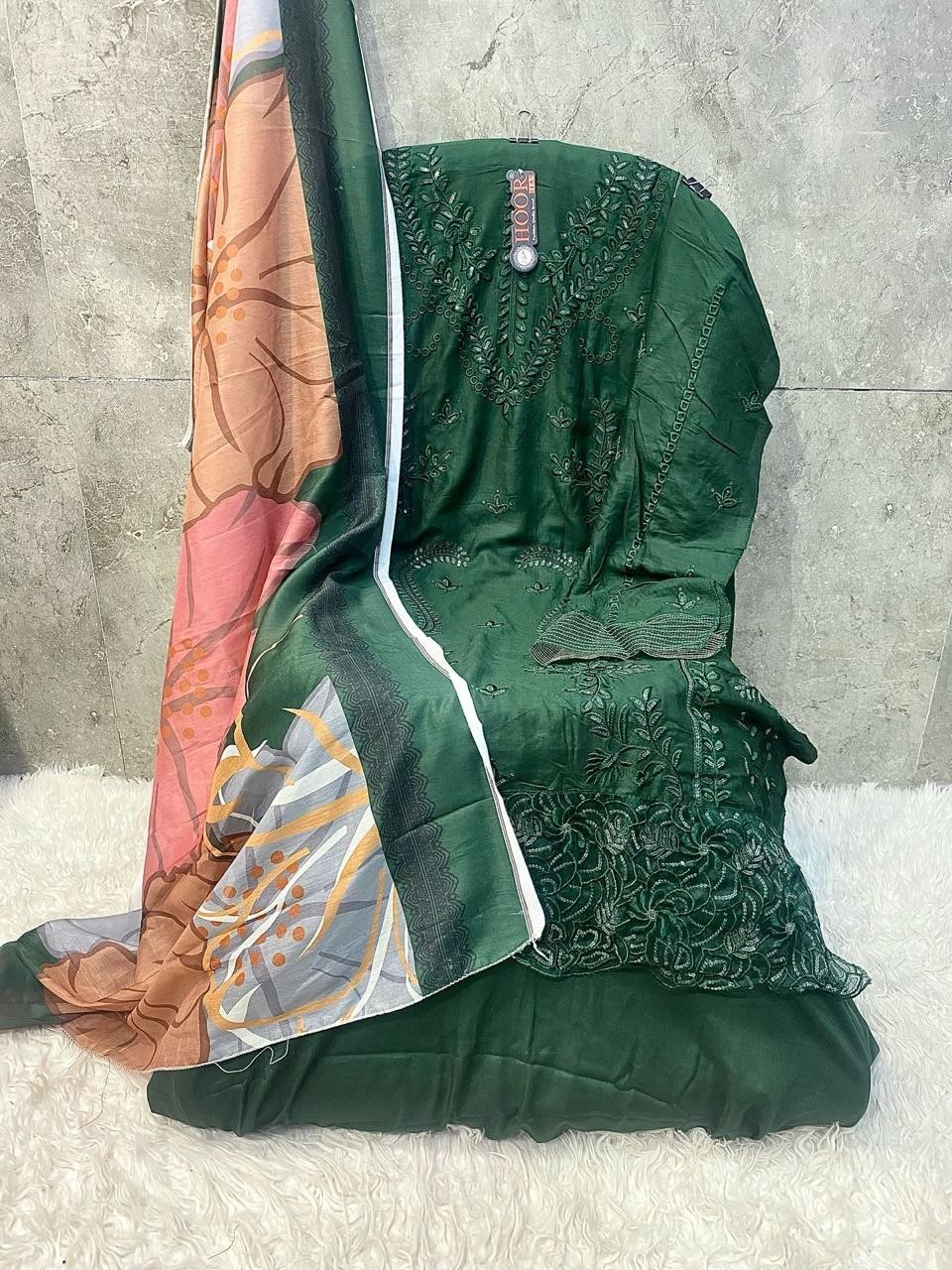 HOOR TEX H 381 RAYON COTTON PAKISTANI EMBROIDERY WORK SUITS 