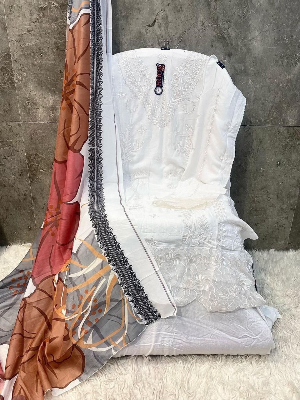 HOOR TEX H 381 RAYON COTTON PAKISTANI EMBROIDERY WORK SUITS 
