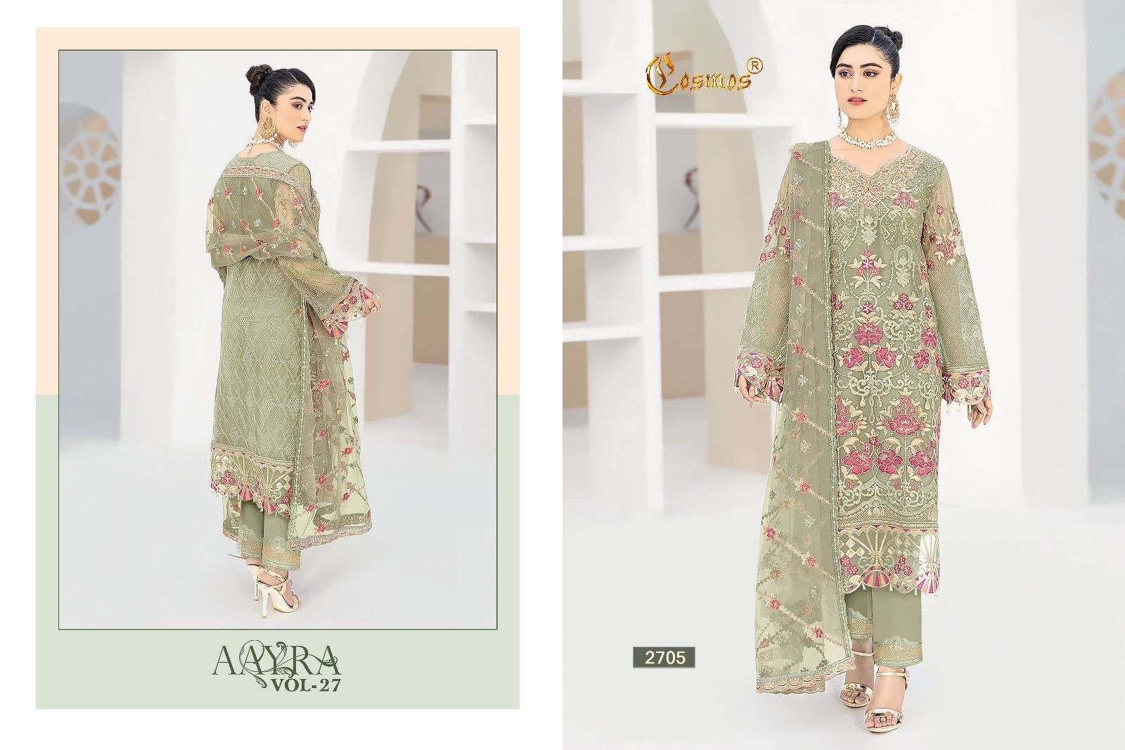 COSMOS FASHION BY AAYRA VOL 27 PAKISTANI EMBROIDERY SUITS ONLINE 