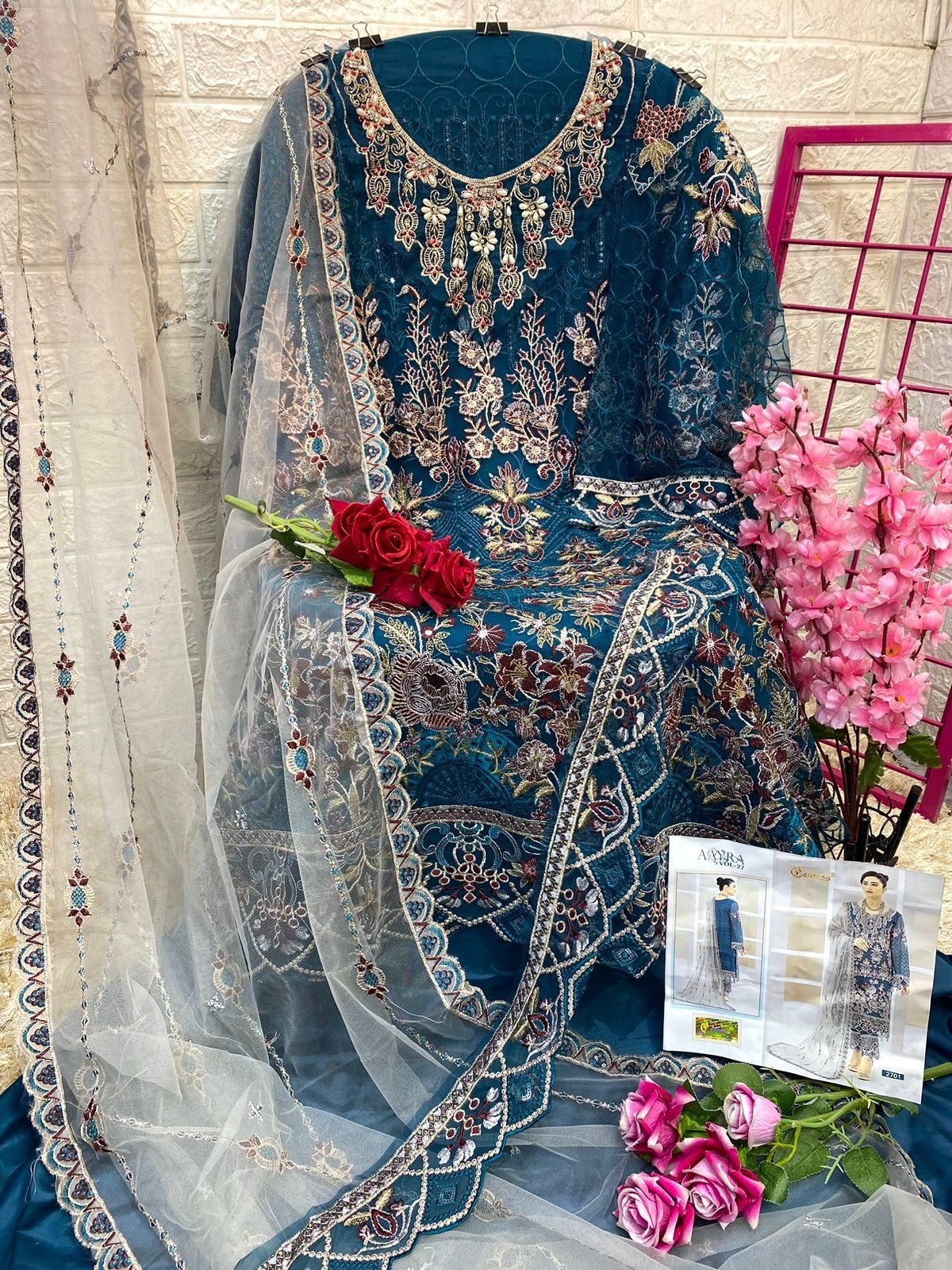 COSMOS FASHION BY AAYRA VOL 27 PAKISTANI EMBROIDERY SUITS ONLINE 