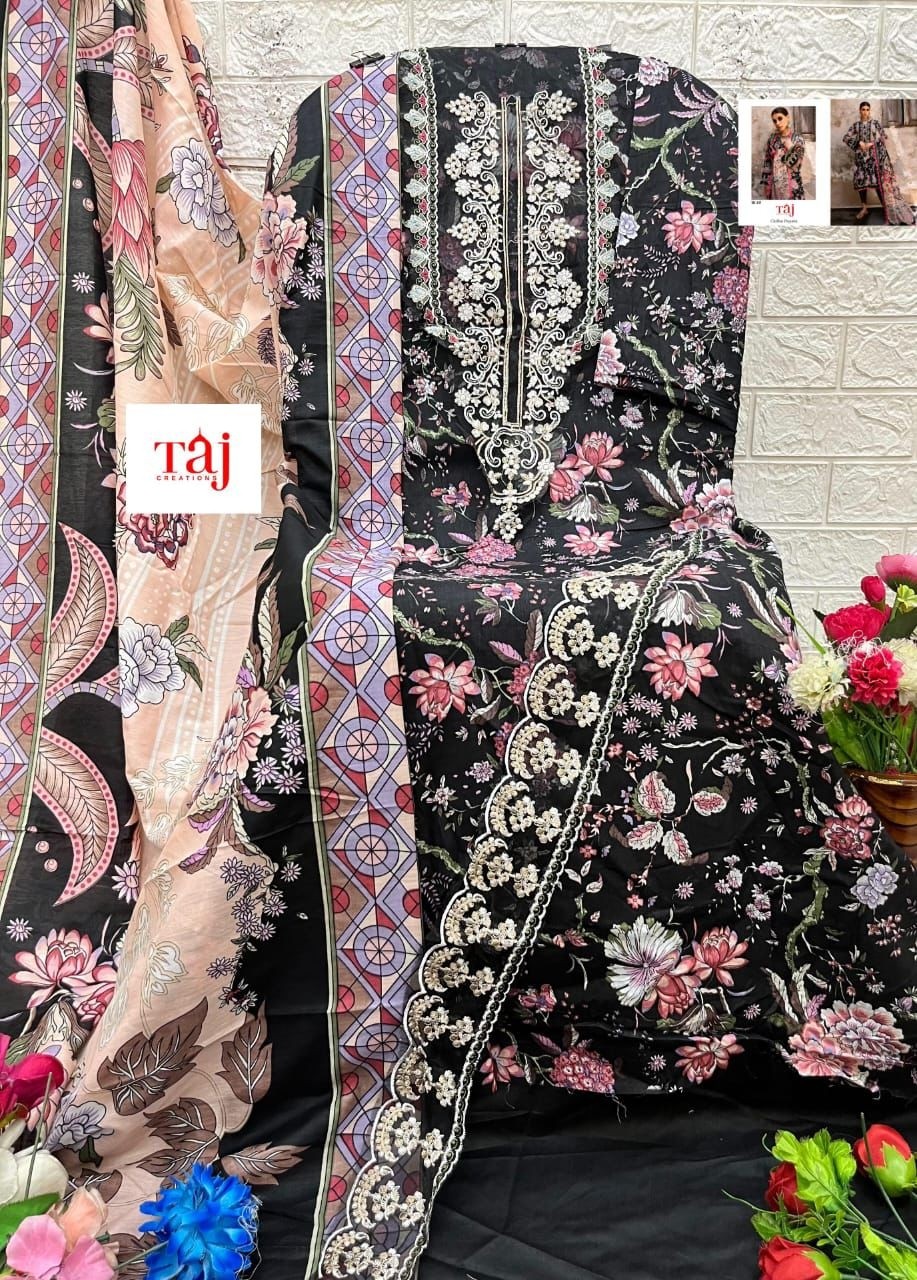 TAJ CRETION 617 PAKISTANI LAWN COTTON SUITS ONLINE