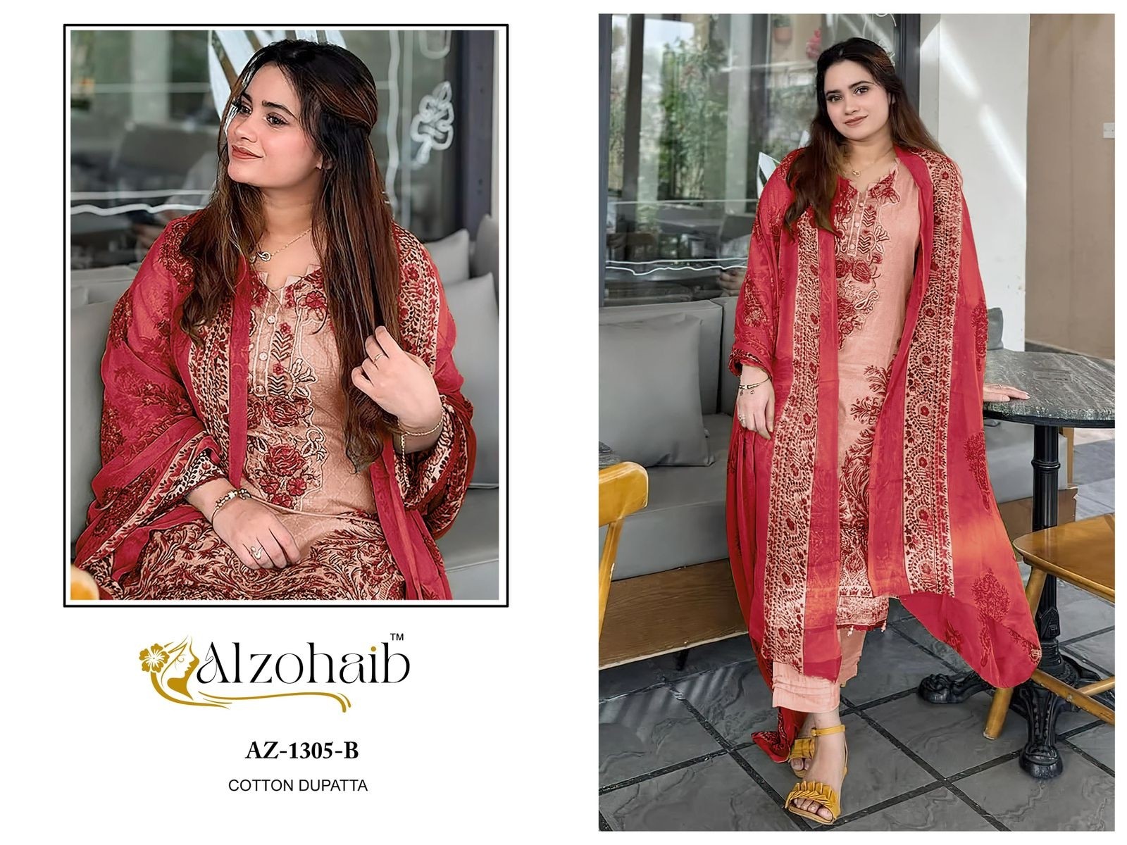 ALZOHAIB AZ 305 PAKISTANI LAWN COTTON SUITS ONLINE