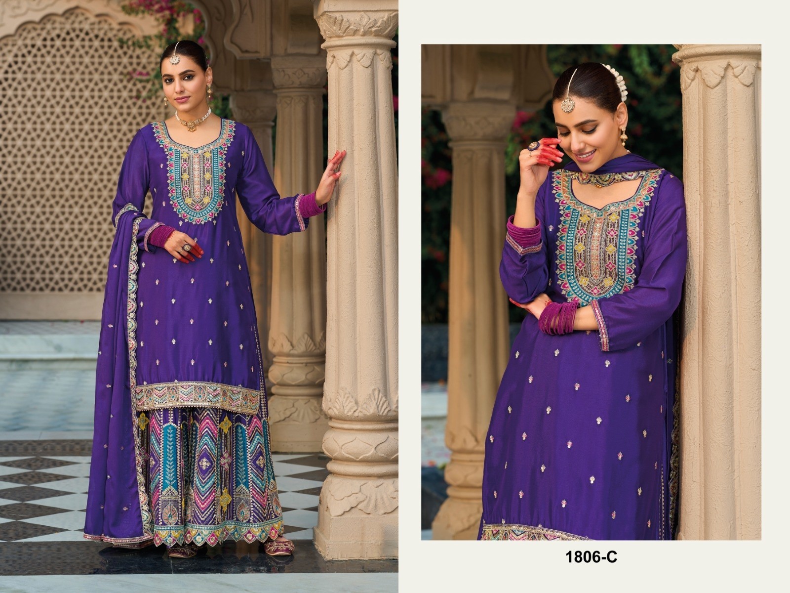 EBA 1806 COLOUR PARTY WEAR PALAZZO SUITS ONLINE 