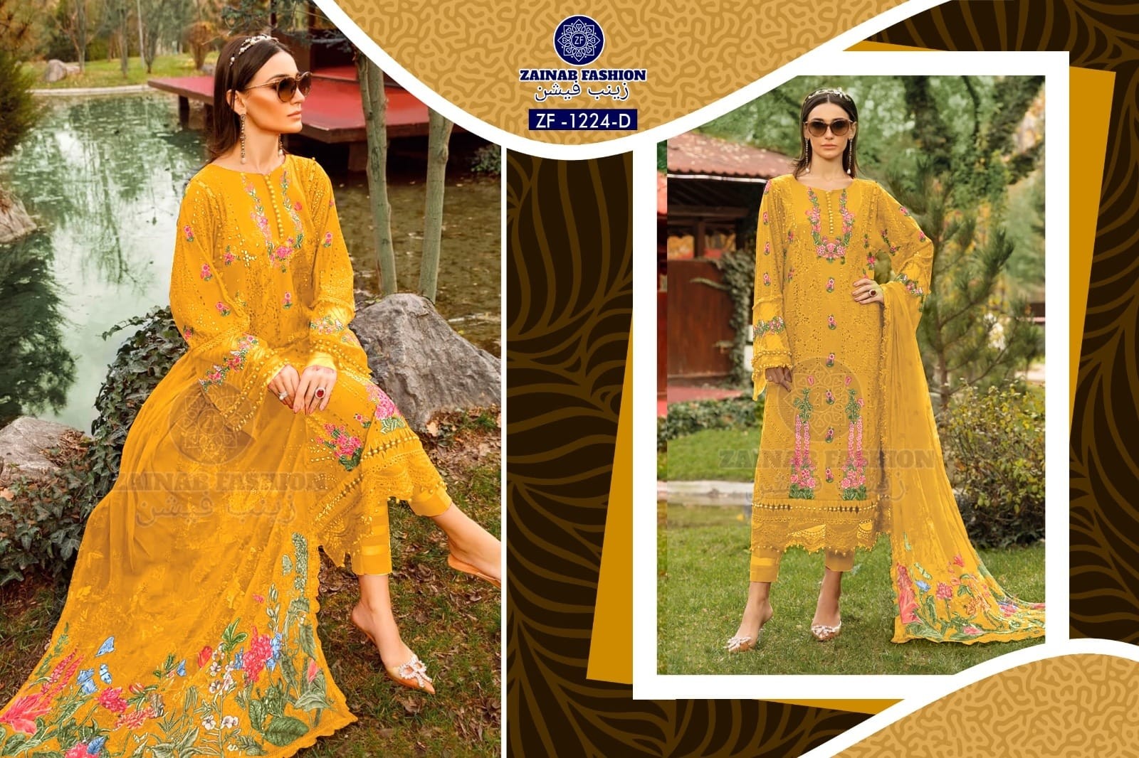 ZAINAB FASHION ZF 1224 PAKISTANI CAMBRIC COTTON SUITS ONLINE 