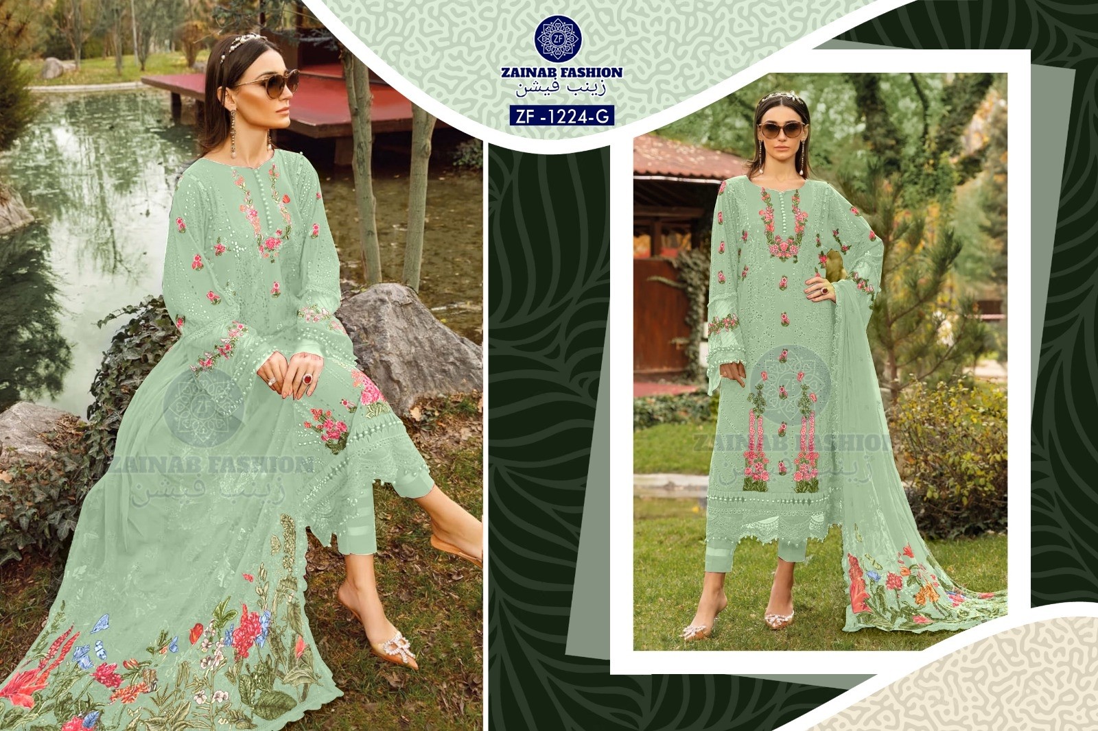 ZAINAB FASHION ZF 1224 PAKISTANI CAMBRIC COTTON SUITS ONLINE 