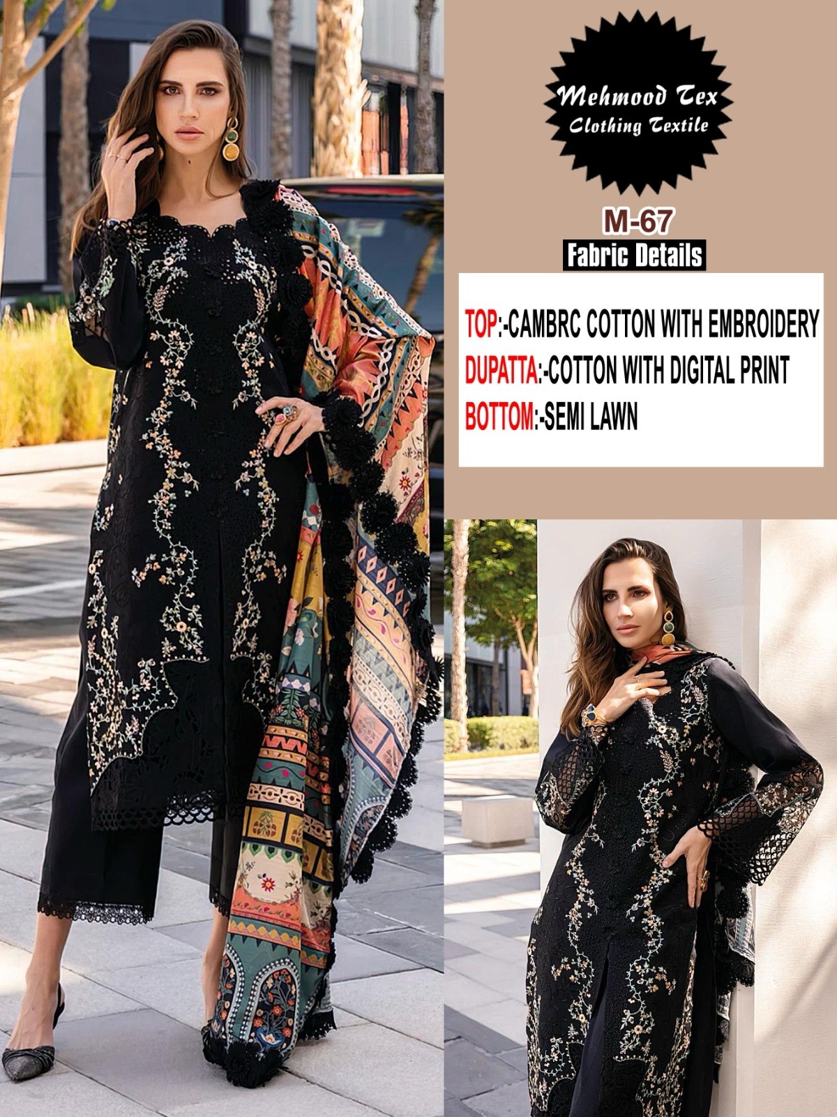 HOOR TEX  M-67 PAKISTANI COTTON SUITS ONLINE