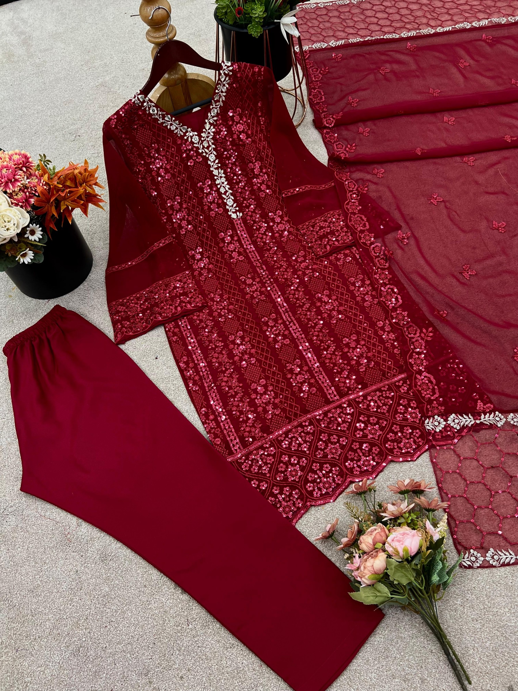  JF 001 PAKISTANI GEORGTTE SALWAR SUITS ONLINE 