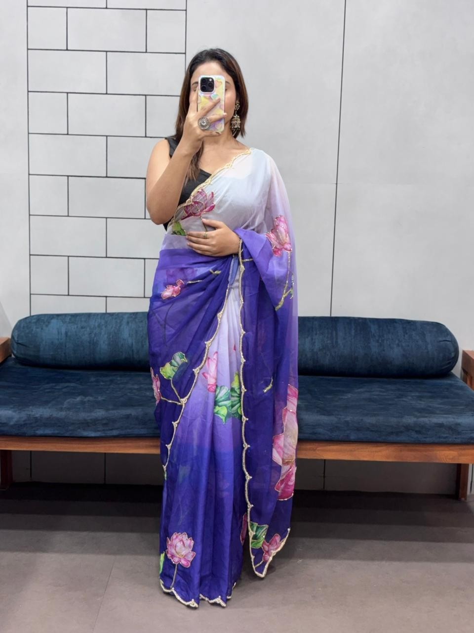 VF 1001 PARTY WEAR SOFT ORAGENZA SILK SAREES