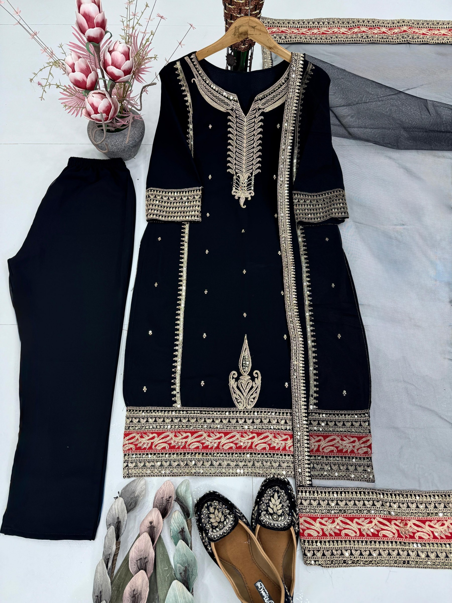  KF 1708 Heavy Fox Georgtte Black Salwar Suits