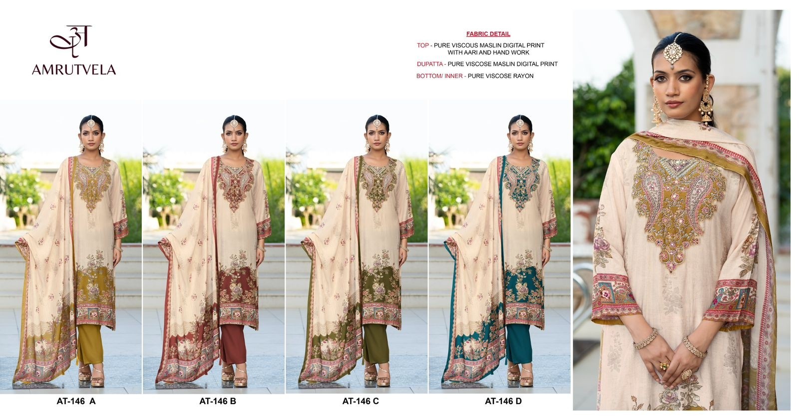  AT 146 FESTIVAL PAKITANI PRINTED MASLIN COTTON SUITS