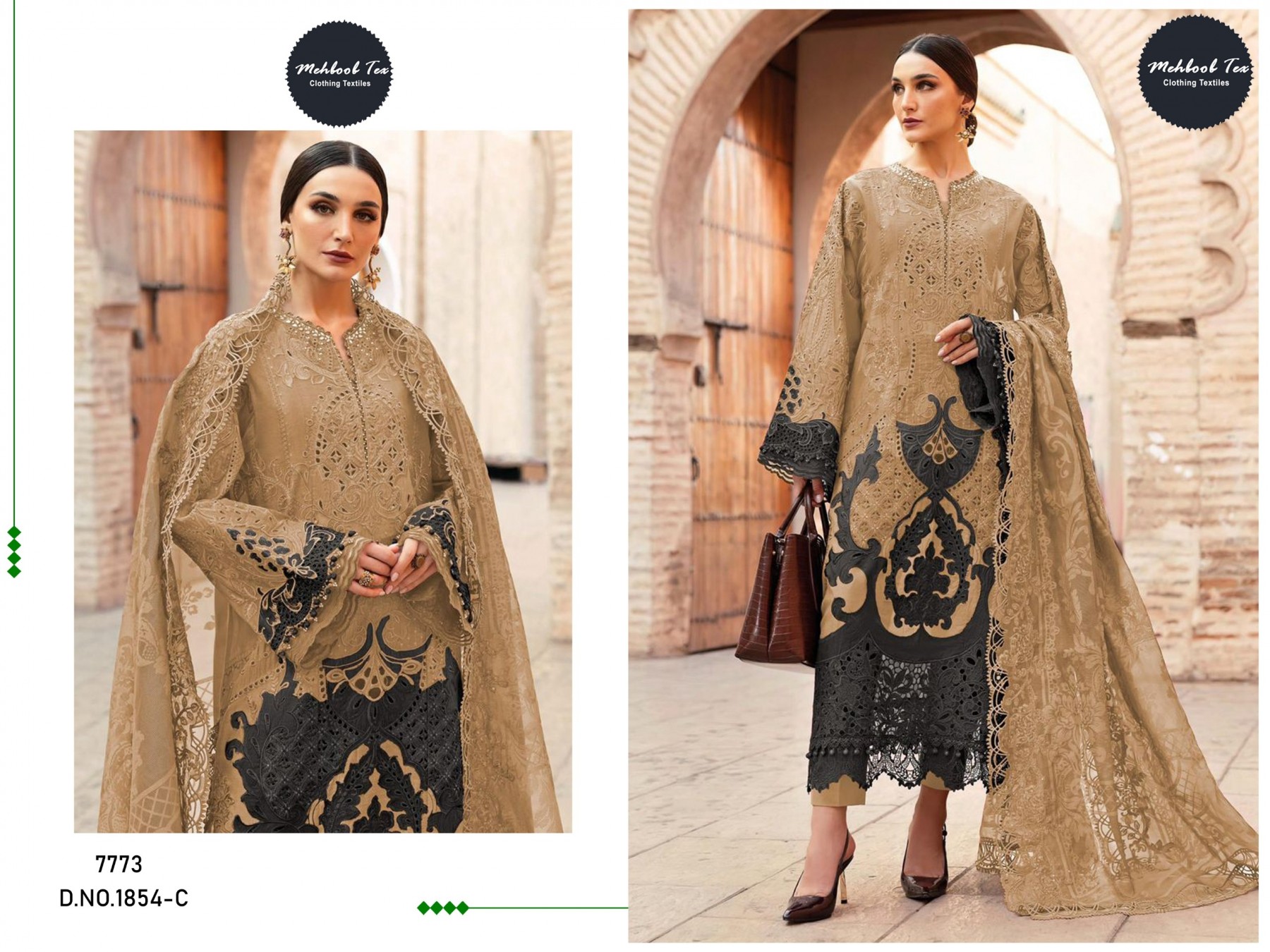 MEHBOB TEX 1854 PAKISTANI EID SPARKAL COTTON SUITS WHOLESALES  