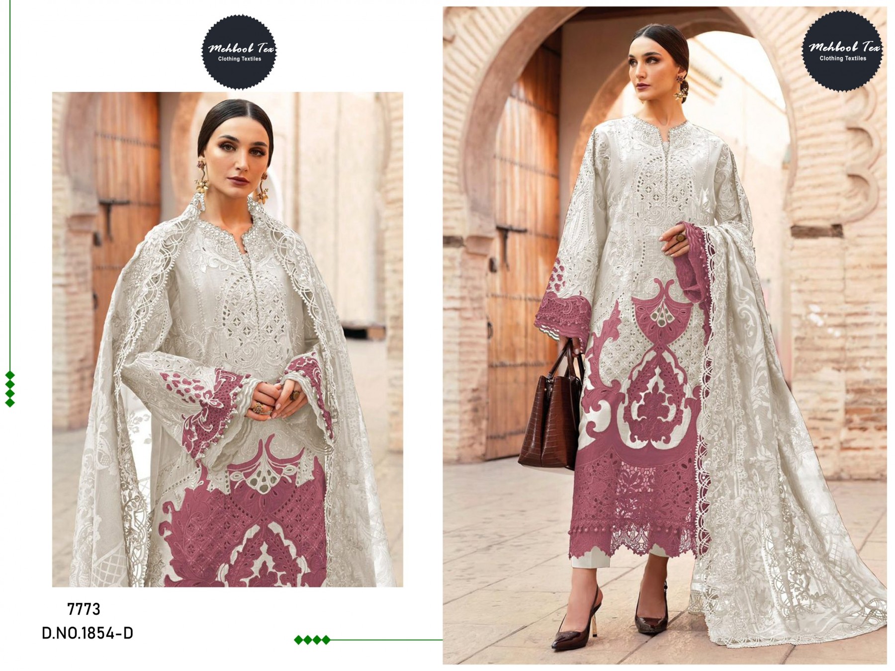 MEHBOB TEX 1854 PAKISTANI EID SPARKAL COTTON SUITS WHOLESALES  