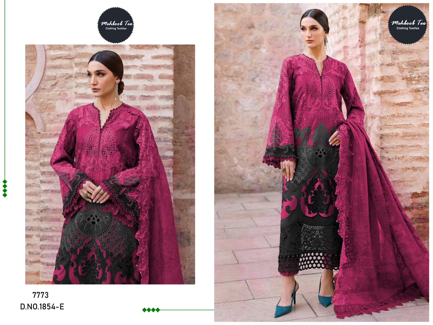 MEHBOB TEX 1854 PAKISTANI EID SPARKAL COTTON SUITS WHOLESALES  