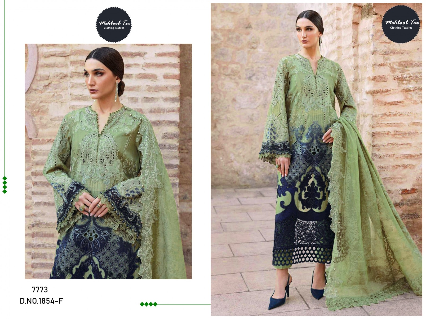 MEHBOB TEX 1854 PAKISTANI EID SPARKAL COTTON SUITS WHOLESALES  