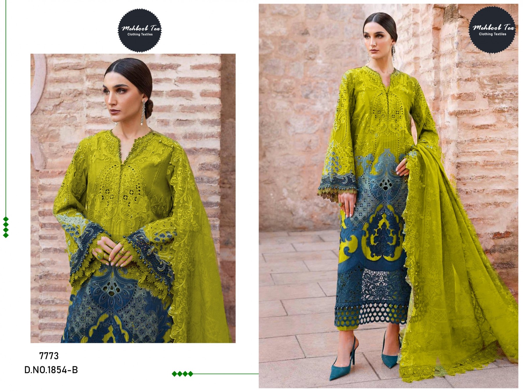 MEHBOB TEX 1854 PAKISTANI EID SPARKAL COTTON SUITS WHOLESALES  