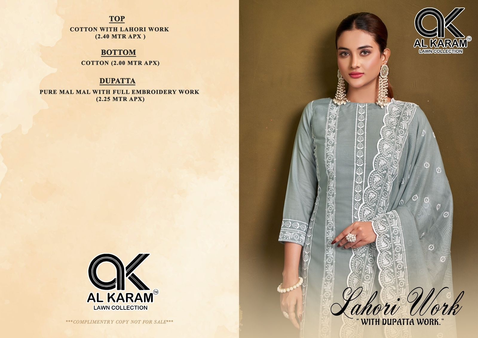 AL KARAM PRESENTS LAHORI SELF EMBROIDERY WORK WITH DUPATTA WORK 