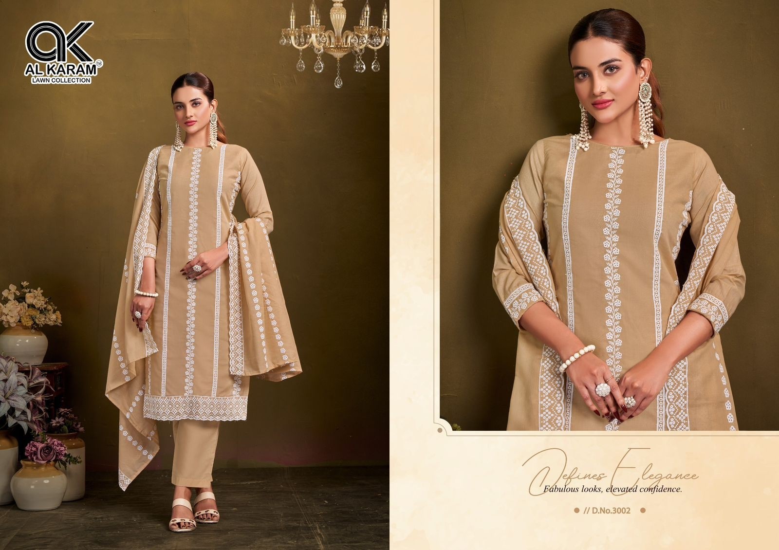 AL KARAM PRESENTS LAHORI SELF EMBROIDERY WORK WITH DUPATTA WORK 