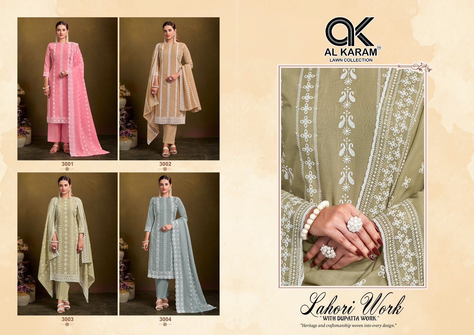 AL KARAM PRESENTS LAHORI SELF EMBROIDERY WORK WITH DUPATTA WORK 